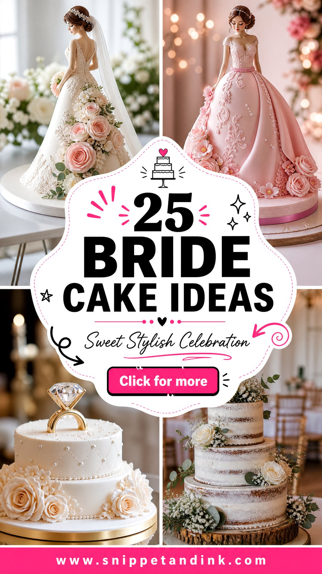 25 Bride Cake Ideas for a Sweet and Stylish Celebration - 25 Bride Cake Ideas for a Sweet and Stylish Celebration