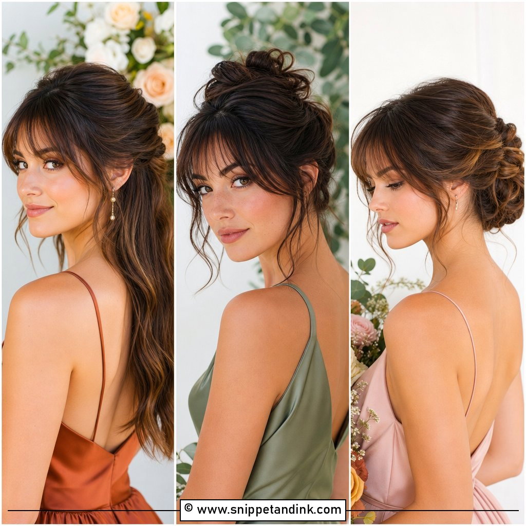 25 Bridesmaid Hair With Bangs Ideas for Soft Glam Looks