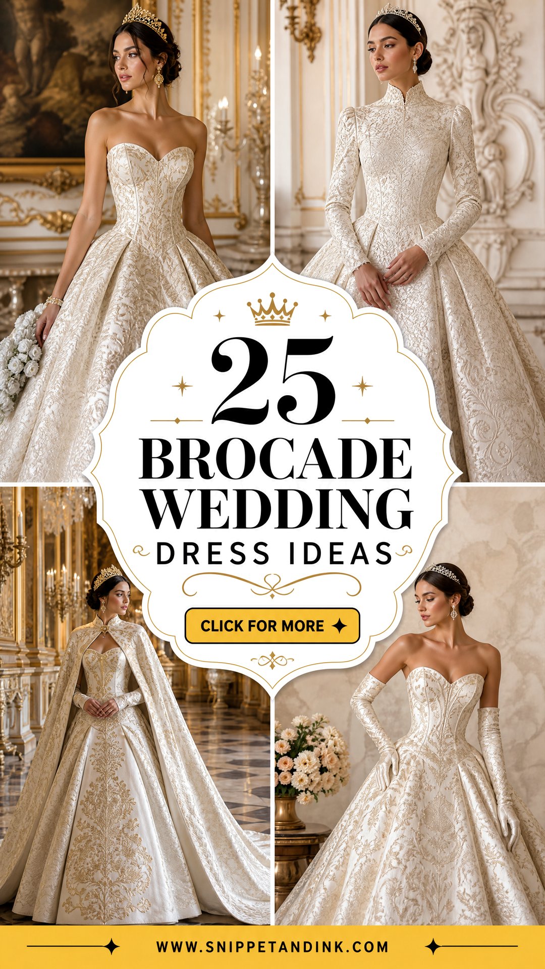 25 Brocade Wedding Dress Ideas for Timeless Regal Bridal Style - 25 Brocade Wedding Dress Ideas for Timeless, Regal Bridal Style