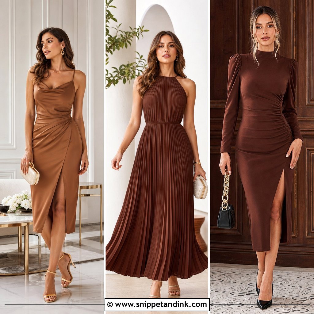 25 Brown Dresses for Wedding Guests Who Love Earthy Elegance