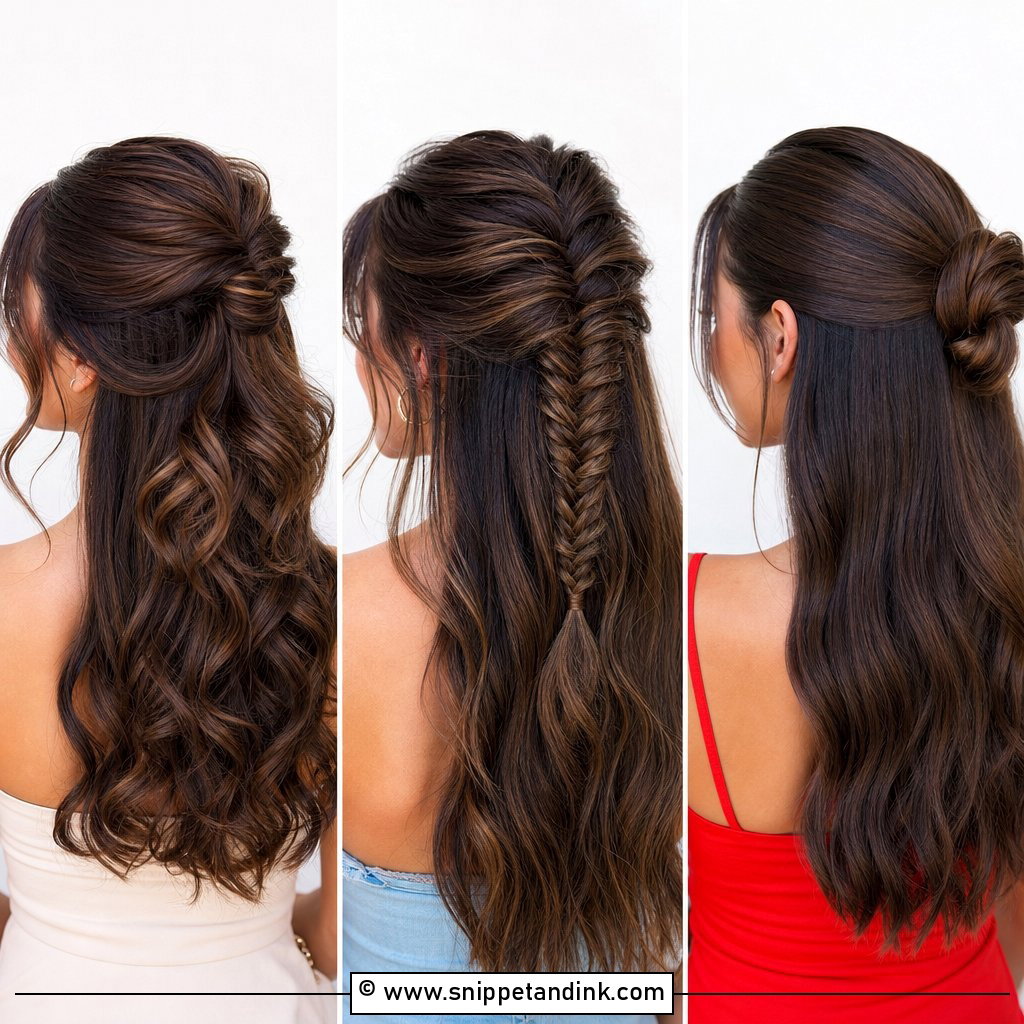 25 Brunette Half-Up Half-Down Wedding Hair Ideas