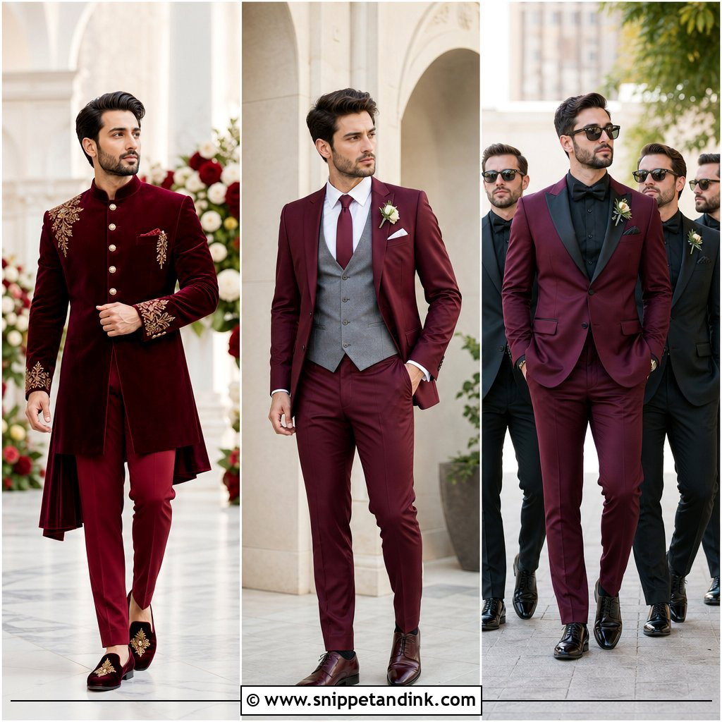 25 Burgundy Suit Wedding Ideas for a Rich, Modern Groom Look