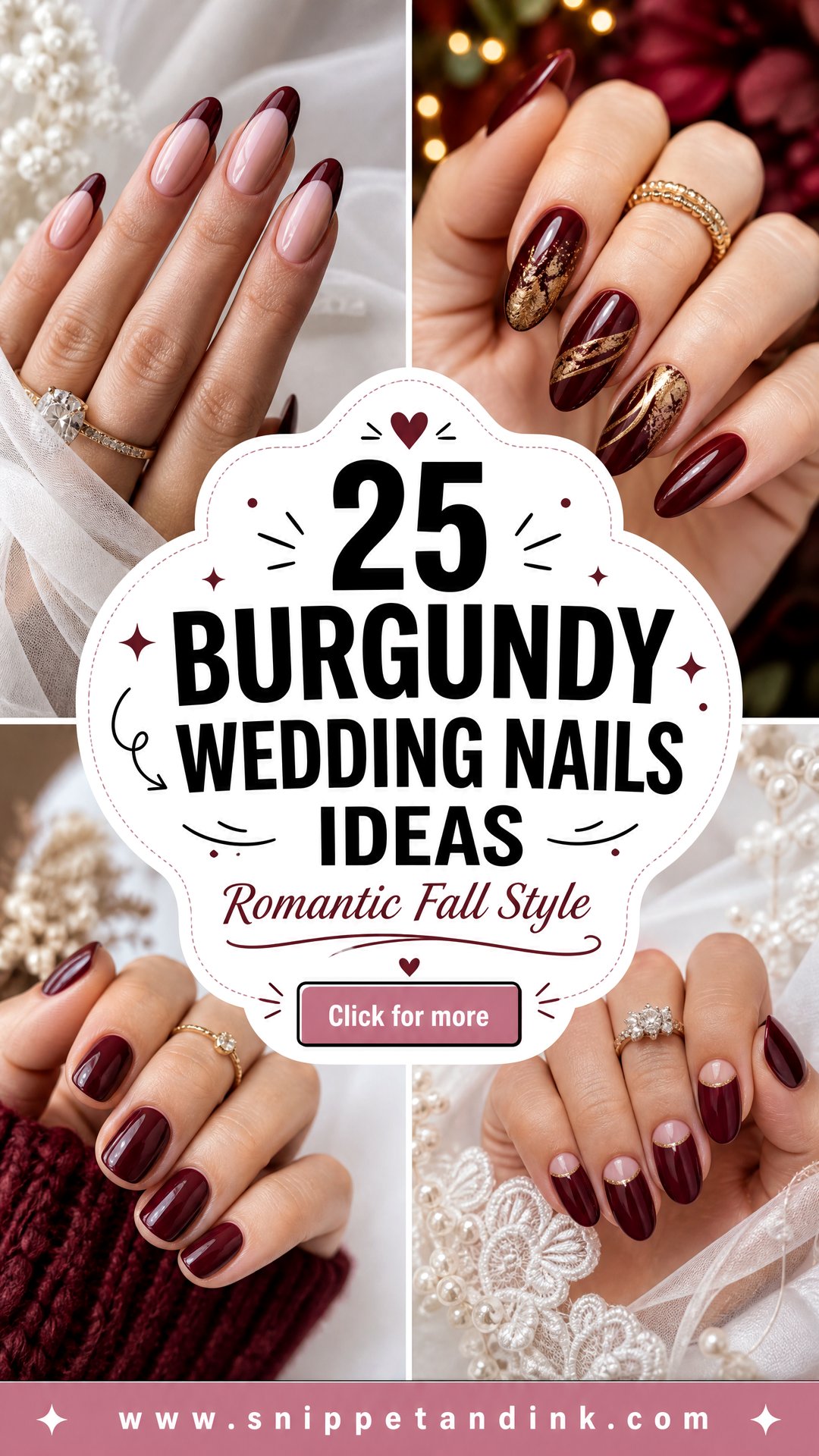 25 Burgundy Wedding Nails for Romantic Fall Bridal Style - 25 Burgundy Wedding Nails for Romantic Fall Bridal Style