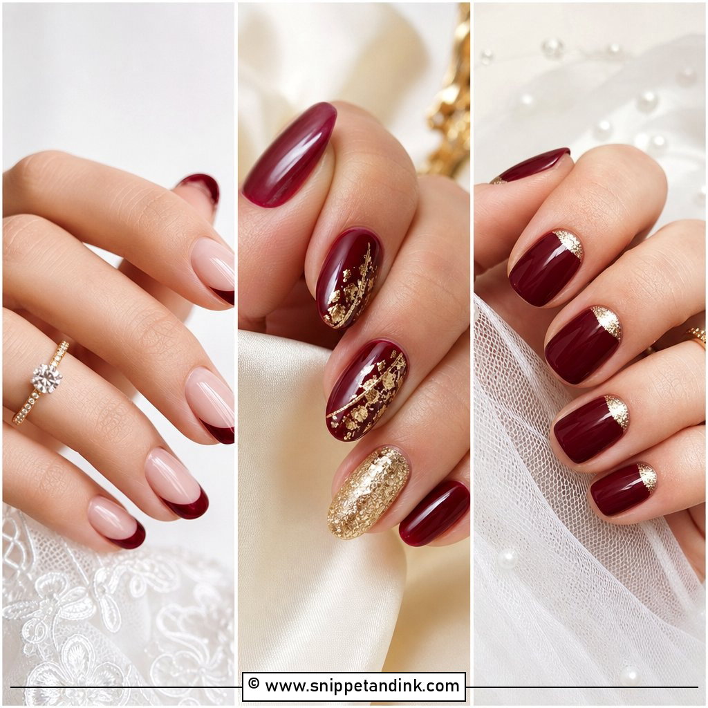 25 Burgundy Wedding Nails for Romantic Fall Bridal Style