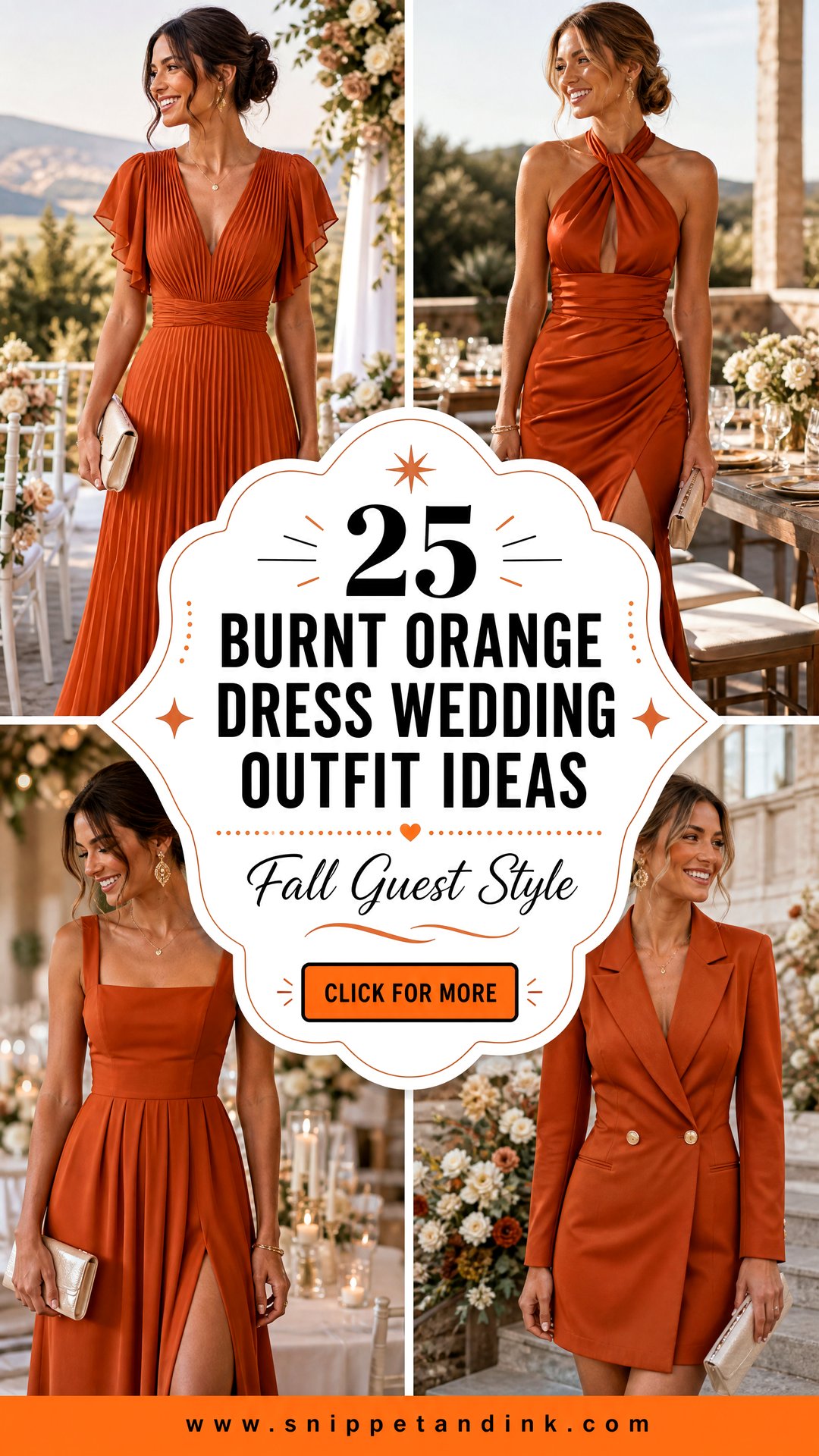 25 Burnt Orange Dress Wedding Outfit Ideas for Fall Guests - 25 Burnt Orange Dress Wedding Outfit Ideas for Fall Guests