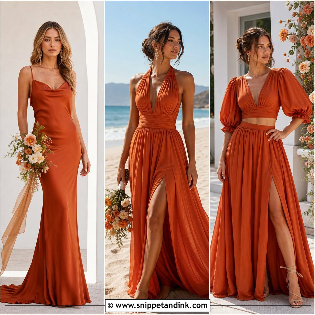 25 Burnt Orange Wedding Dress Ideas for Bold Autumn Brides