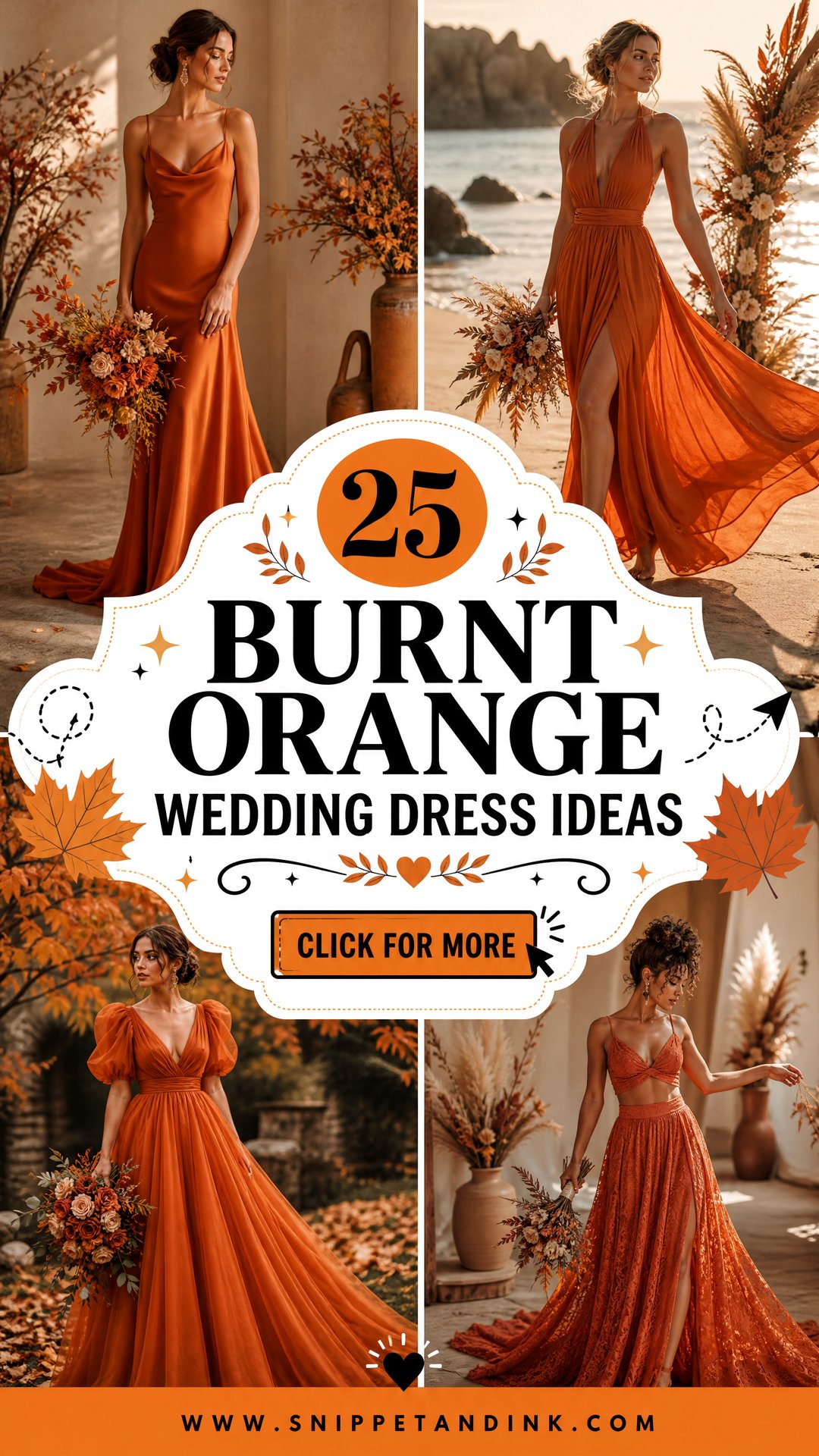 25 Burnt Orange Wedding Dress Ideas for Bold Autumn Brides - 25 Burnt Orange Wedding Dress Ideas for Bold Autumn Brides