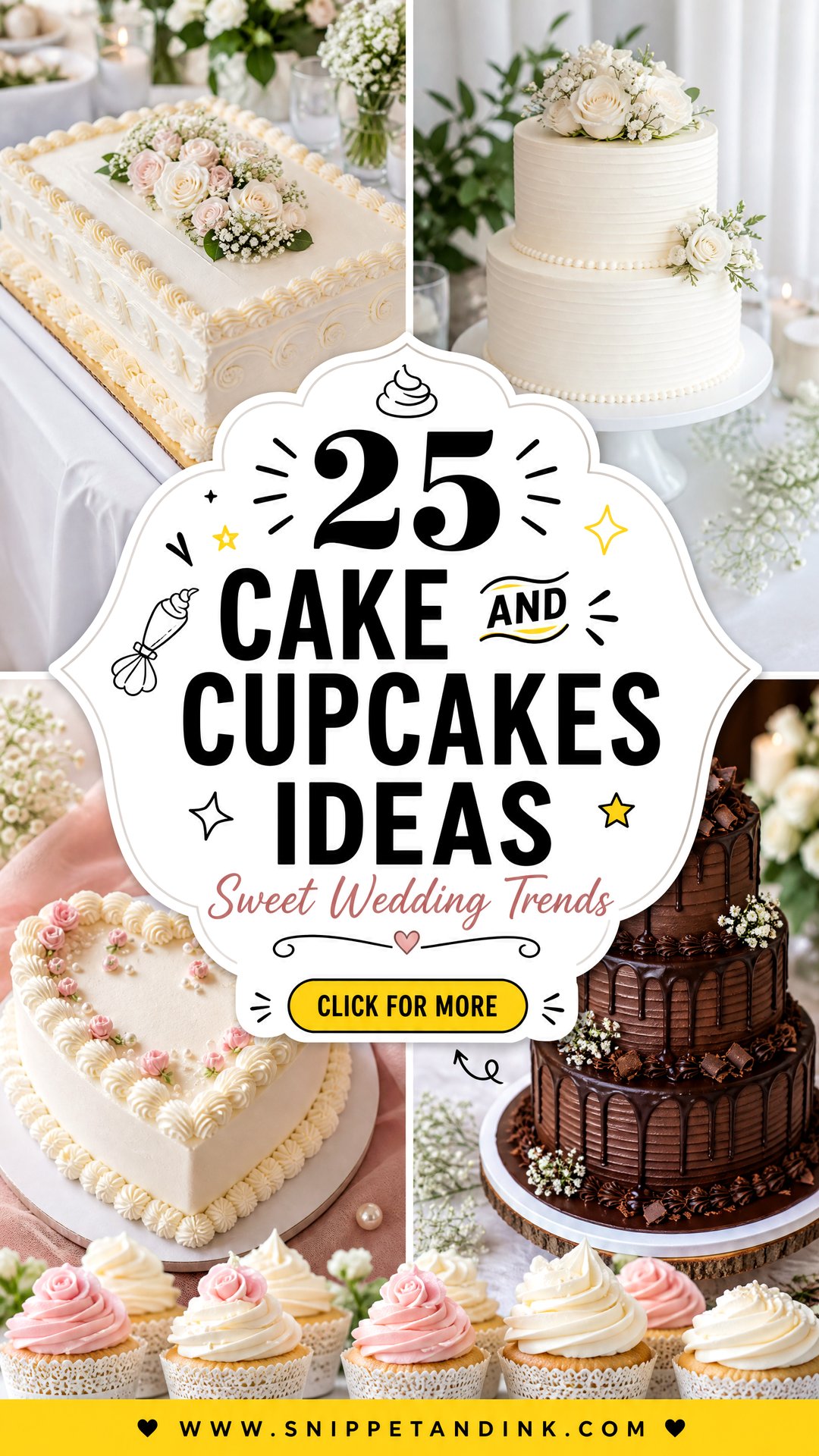 25 Cake and Cupcakes Ideas for Wedding Sweet Trends - 25 Cake and Cupcakes Ideas for Wedding: Sweet Trends