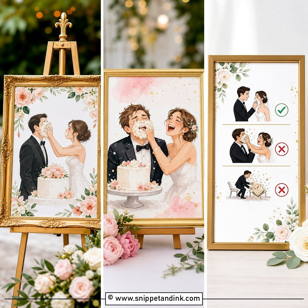 25 Cake in the Face Wedding Sign Ideas for Playful Couples