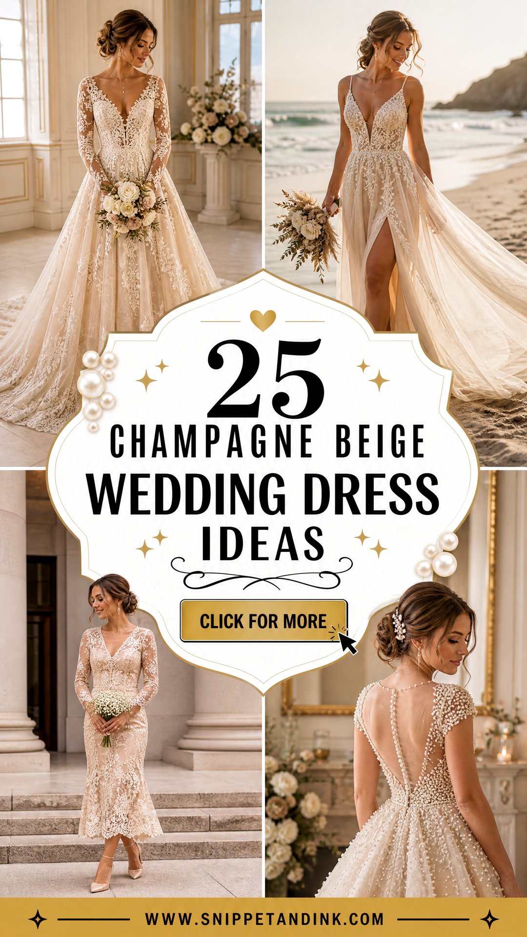 25 Champagne Beige Wedding Dress Ideas for Warm Romantic Style - 25 Champagne Beige Wedding Dress Ideas for Warm, Romantic Style