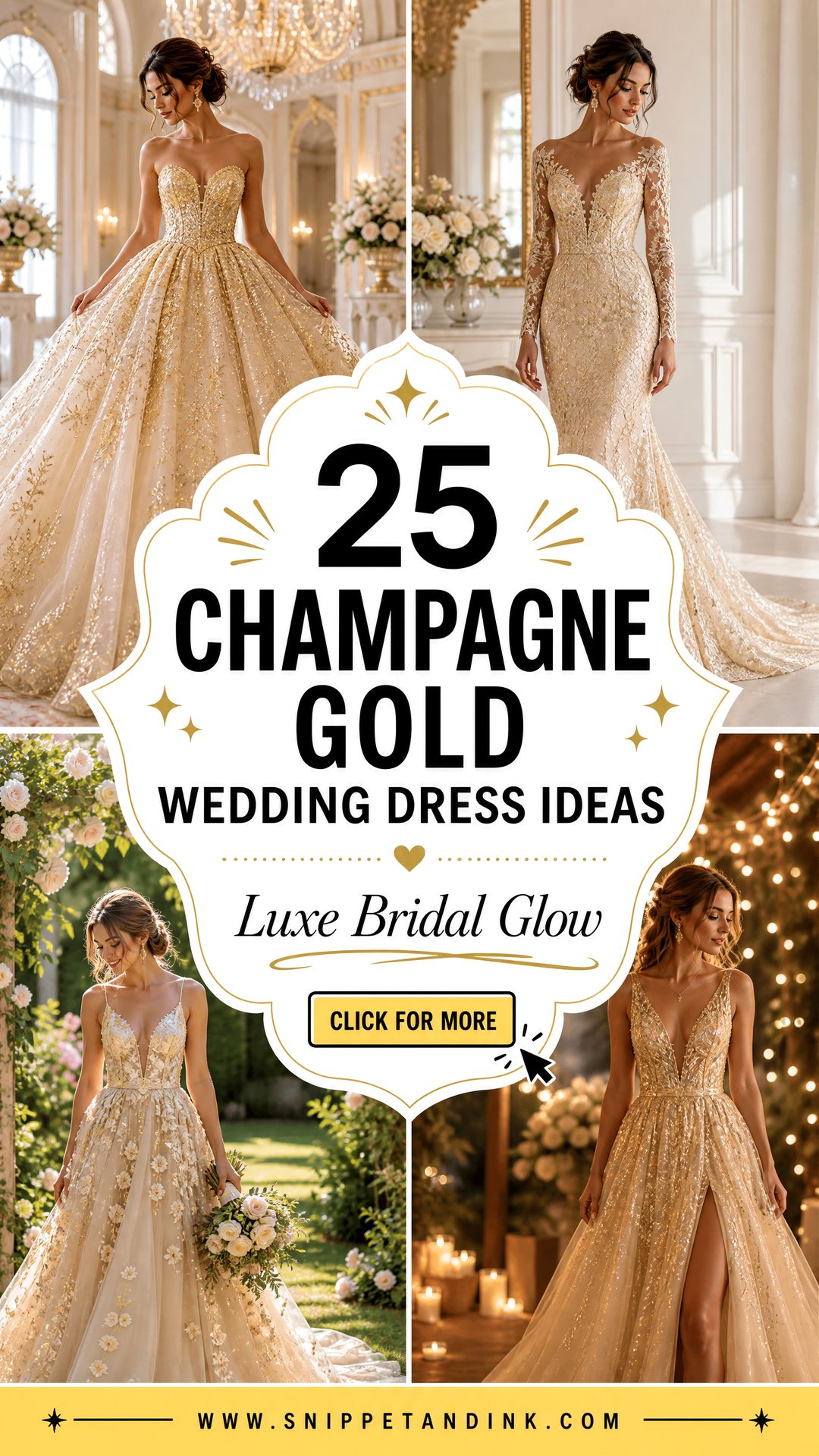 25 Champagne Gold Wedding Dress Ideas for Luxe Brides Today - 25 Champagne Gold Wedding Dress Ideas for Luxe Brides Today