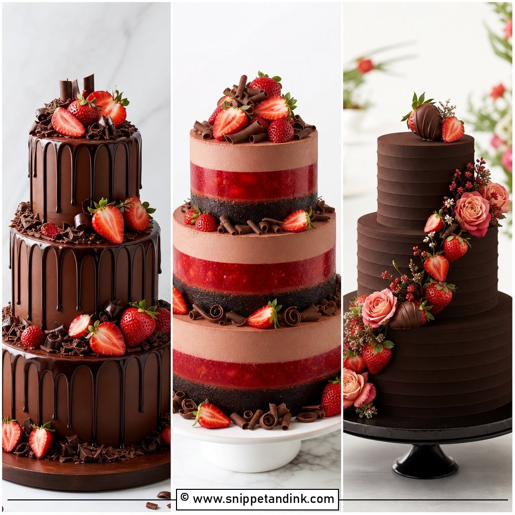 25 Chocolate Strawberry Wedding Cake Ideas for Romance