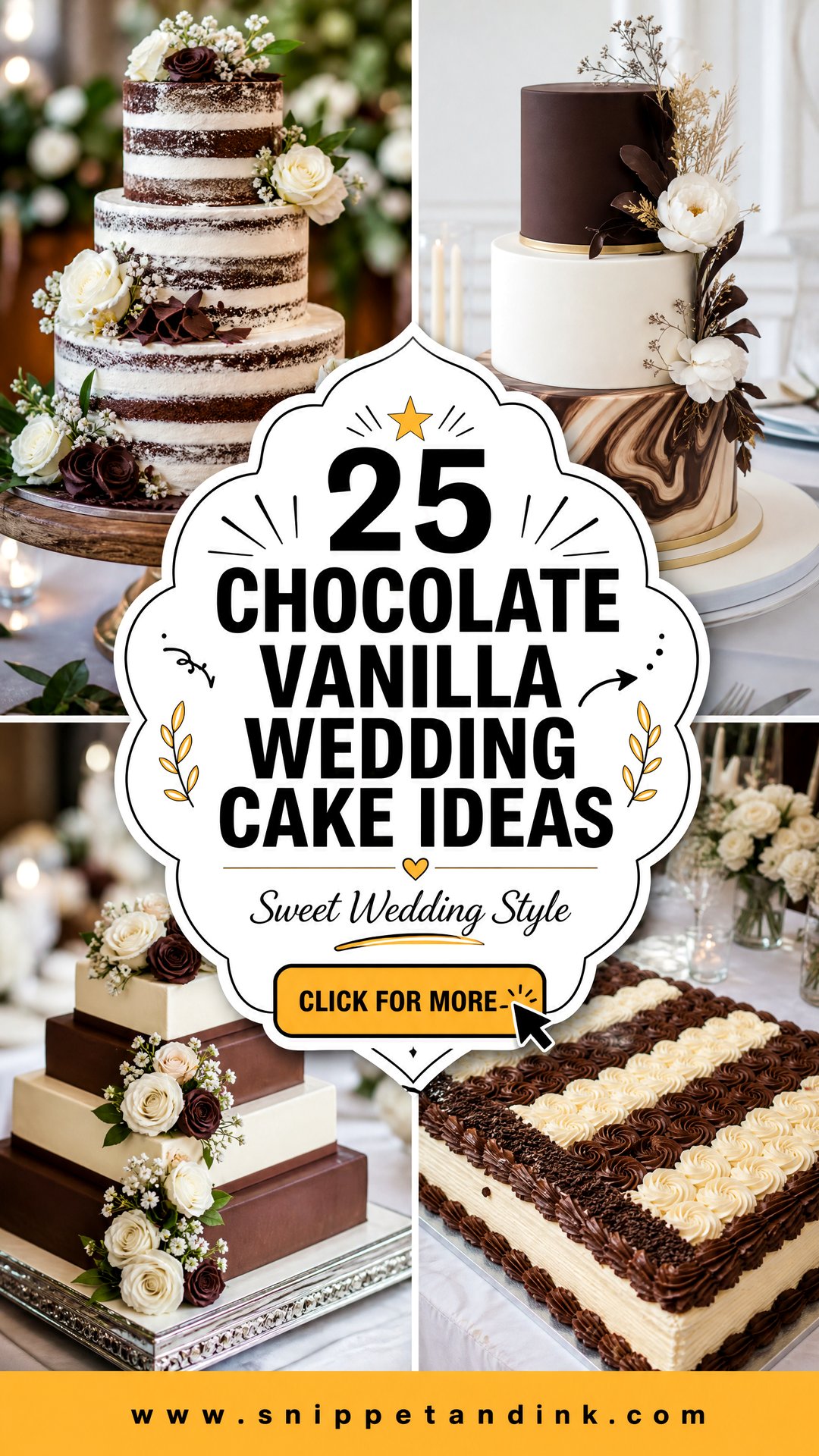 25 Chocolate Vanilla Wedding Cake Ideas for Sweet Style - 25 Chocolate Vanilla Wedding Cake Ideas for Sweet Style
