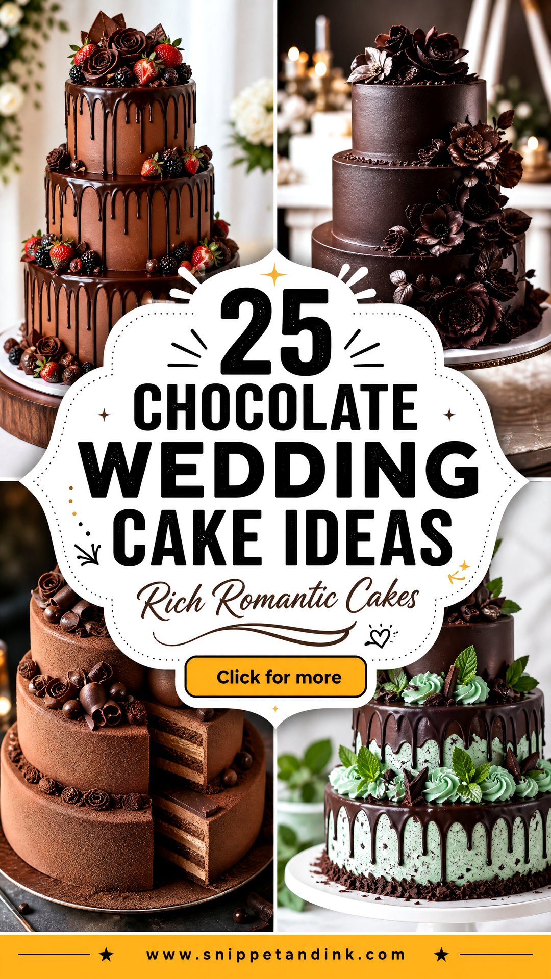 25 Chocolate Wedding Cake Ideas for Rich Romantic Receptions - 25 Chocolate Wedding Cake Ideas for Rich, Romantic Receptions