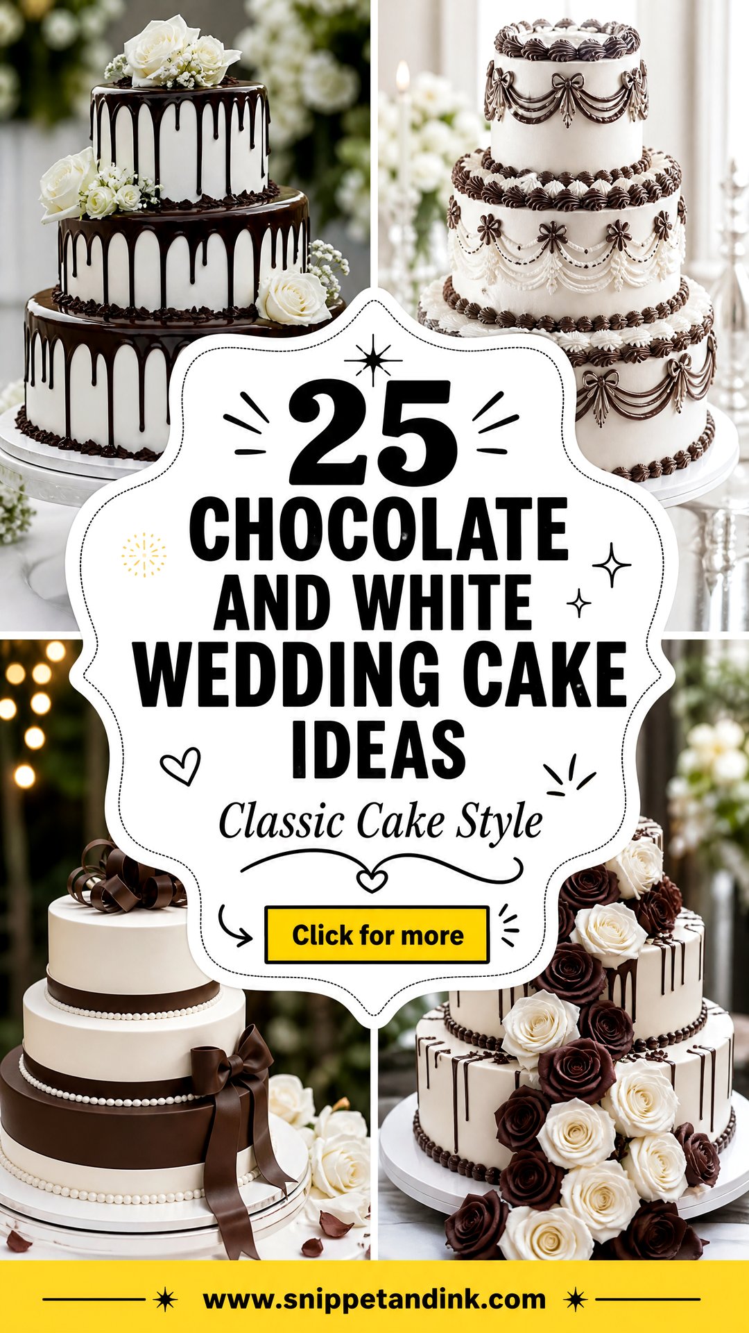 25 Chocolate and White Wedding Cake Ideas for Classic Style - 25 Chocolate and White Wedding Cake Ideas for Classic Style