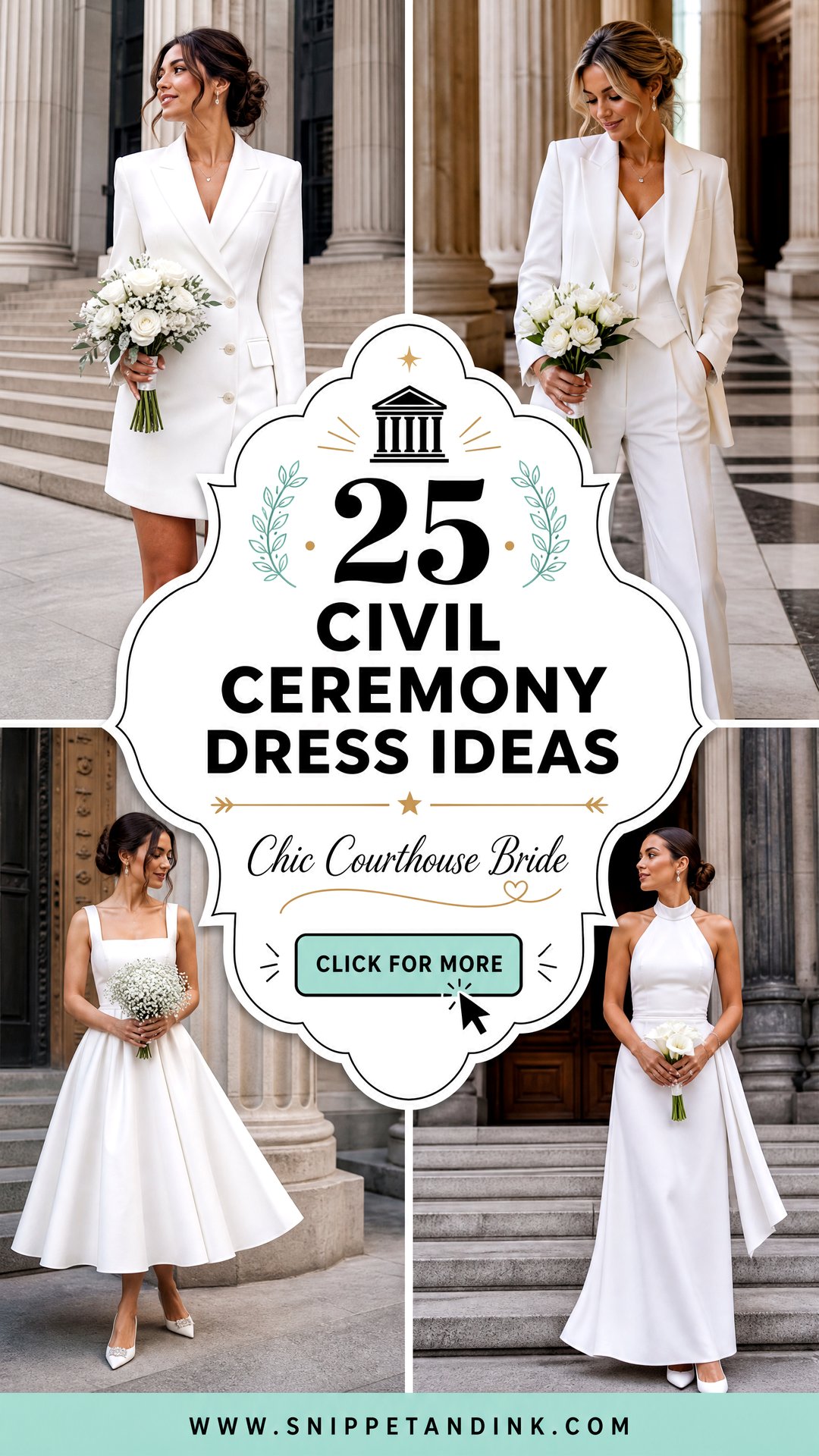 25 Civil Ceremony Dress Ideas for Chic Courthouse Brides - 25 Civil Ceremony Dress Ideas for Chic Courthouse Brides