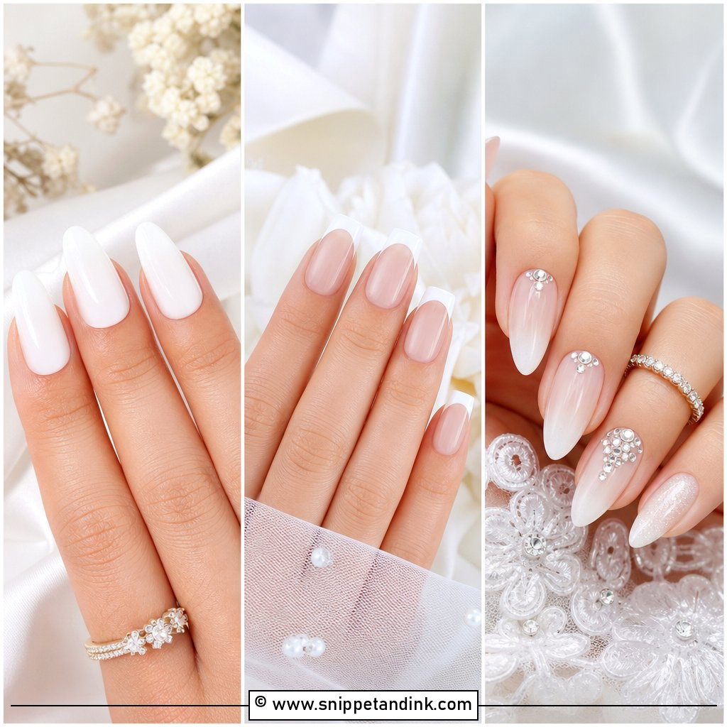 25 Classy Bridal Nails for Elegant Timeless Wedding Hands