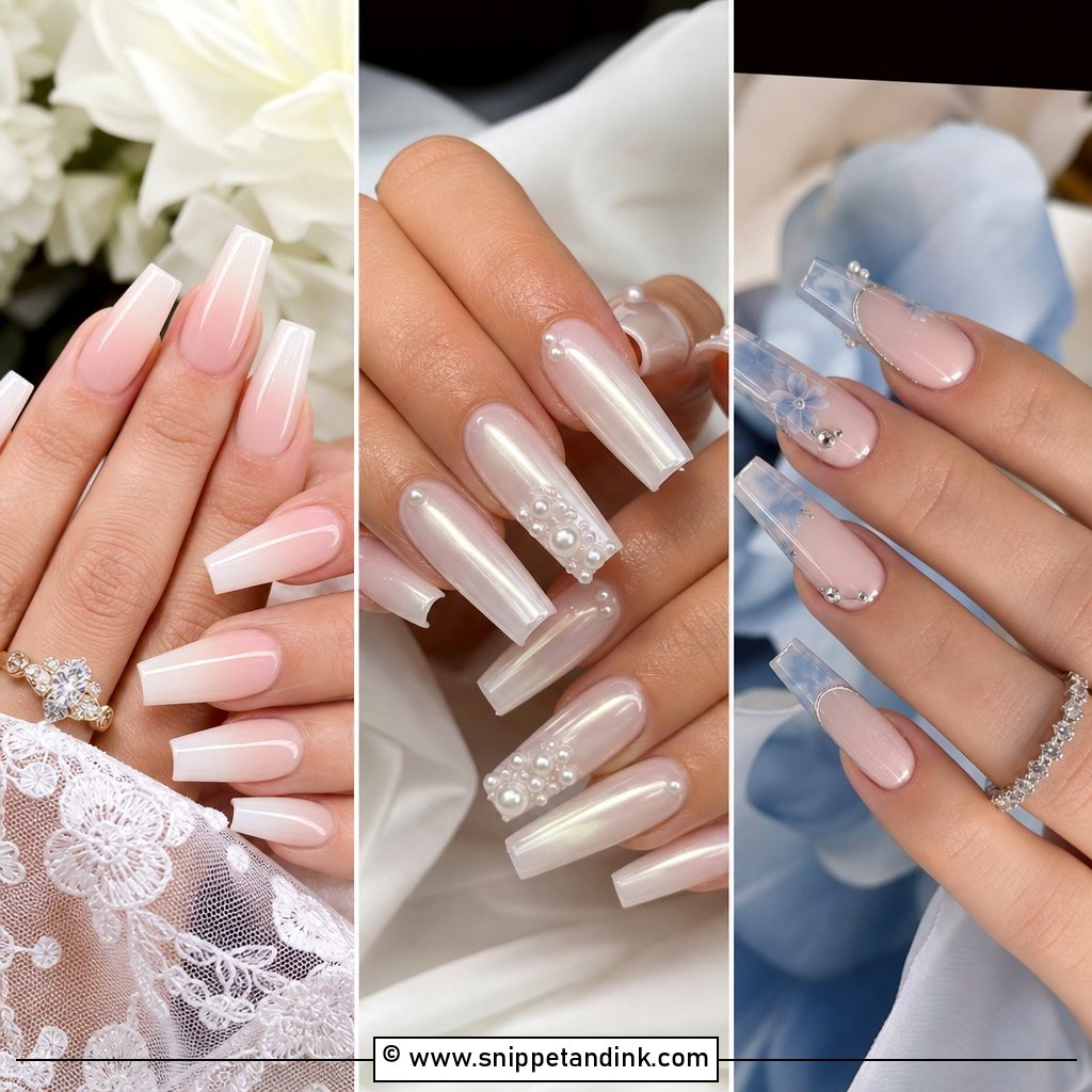 25 Coffin Wedding Nails for Chic Photo-Ready Bridal Hands