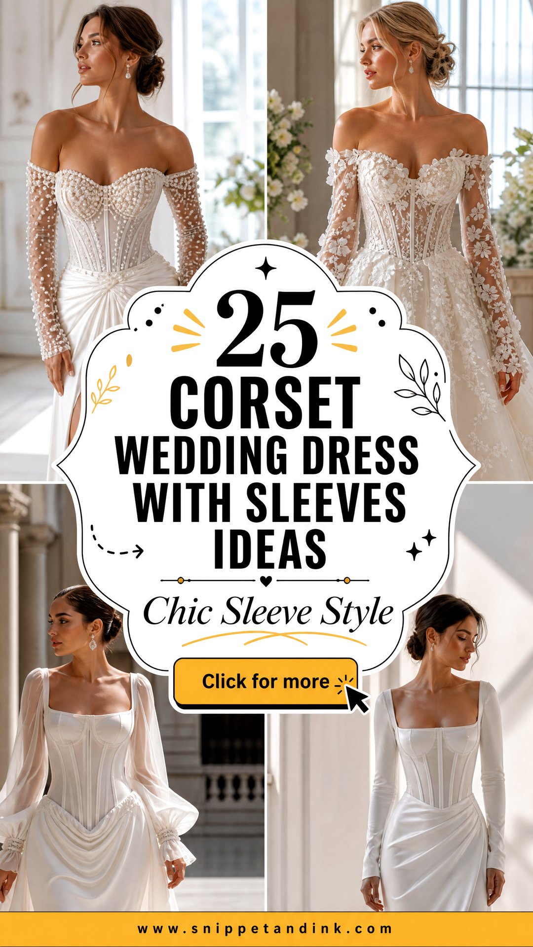 25 Corset Wedding Dress with Sleeves Ideas for Chic Brides - 25 Corset Wedding Dress with Sleeves Ideas for Chic Brides