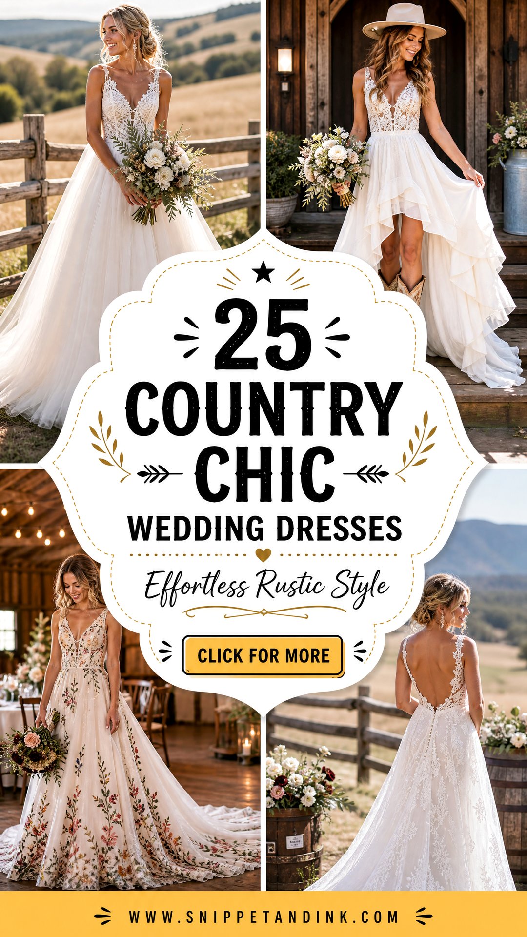 25 Country Chic Wedding Dresses for Effortless Rustic Style - 25 Country Chic Wedding Dresses for Effortless Rustic Style