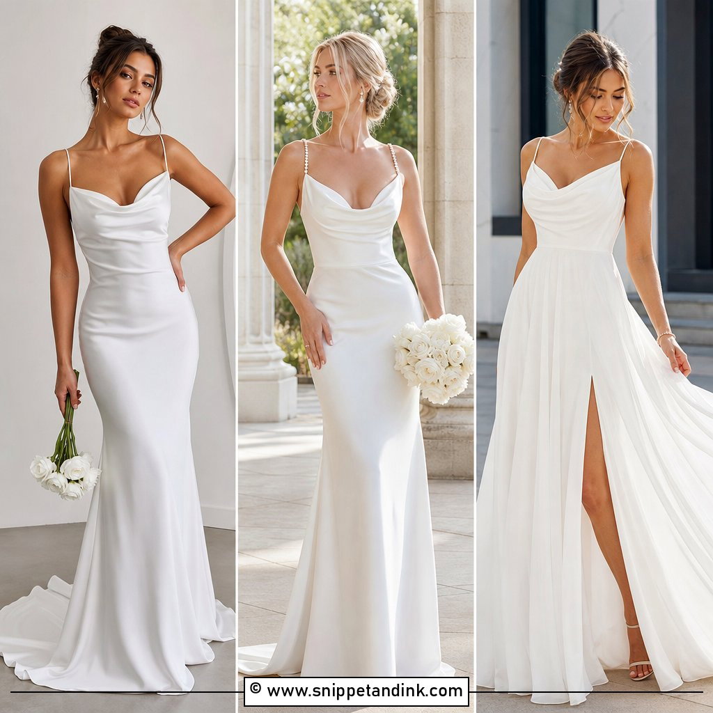 25 Cowl Neck Wedding Dress Ideas for Soft Bridal Glam