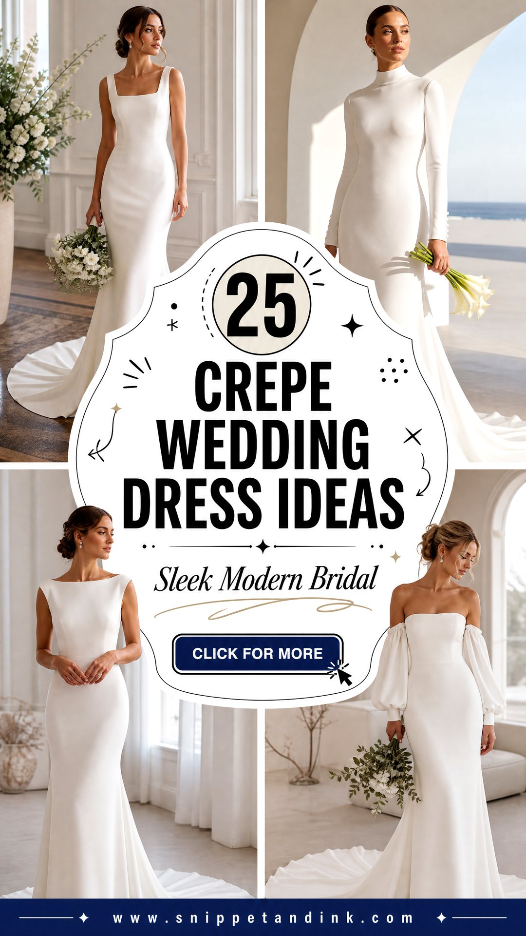 25 Crepe Wedding Dress Ideas for Sleek Modern Brides - 25 Crepe Wedding Dress Ideas for Sleek Modern Brides