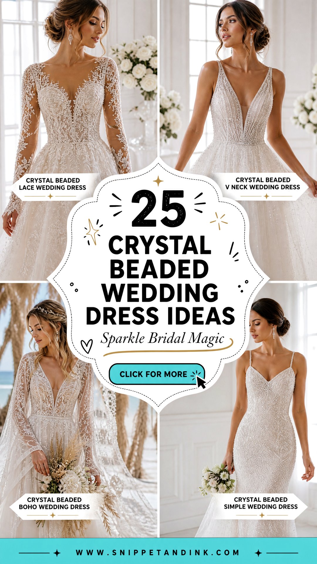 25 Crystal Beaded Wedding Dress Ideas for Sparkling Brides - 25 Crystal Beaded Wedding Dress Ideas for Sparkling Brides