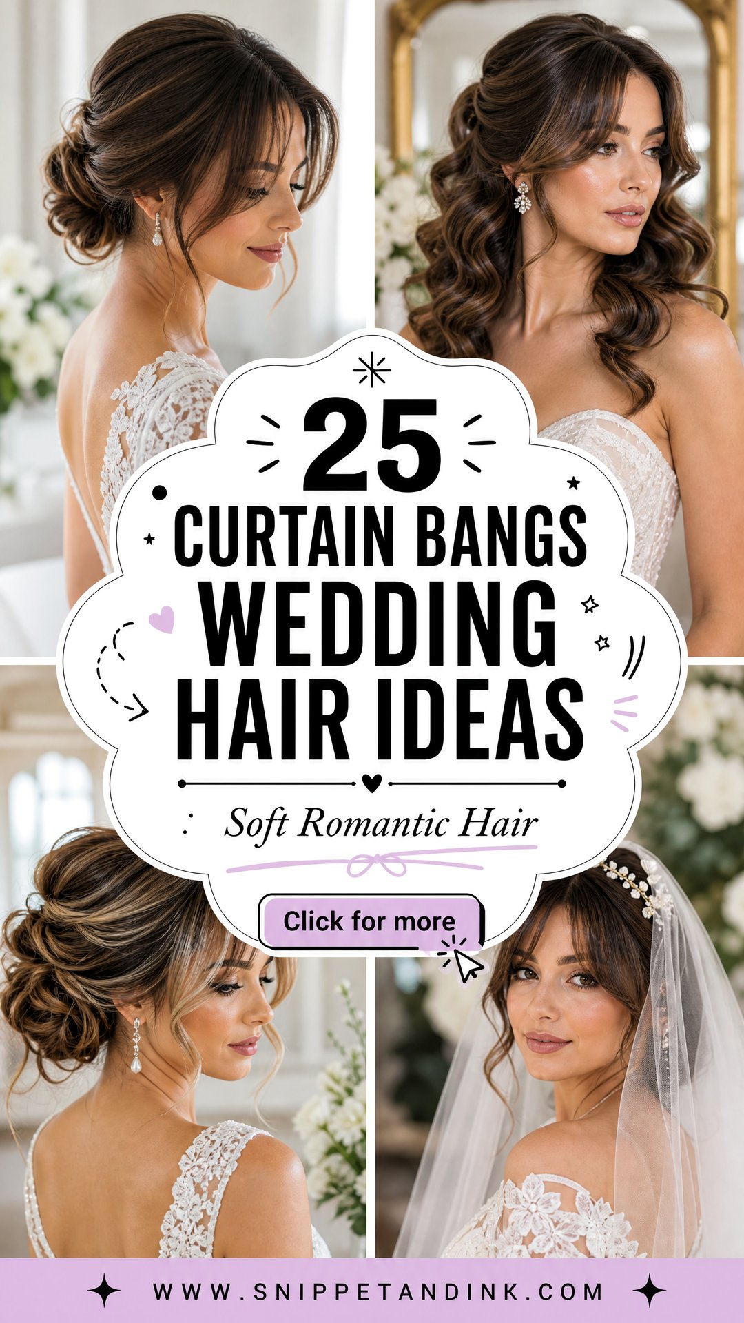 25 Curtain Bangs Wedding Hair Ideas Soft Romantic Looks - 25 Curtain Bangs Wedding Hair Ideas: Soft Romantic Looks