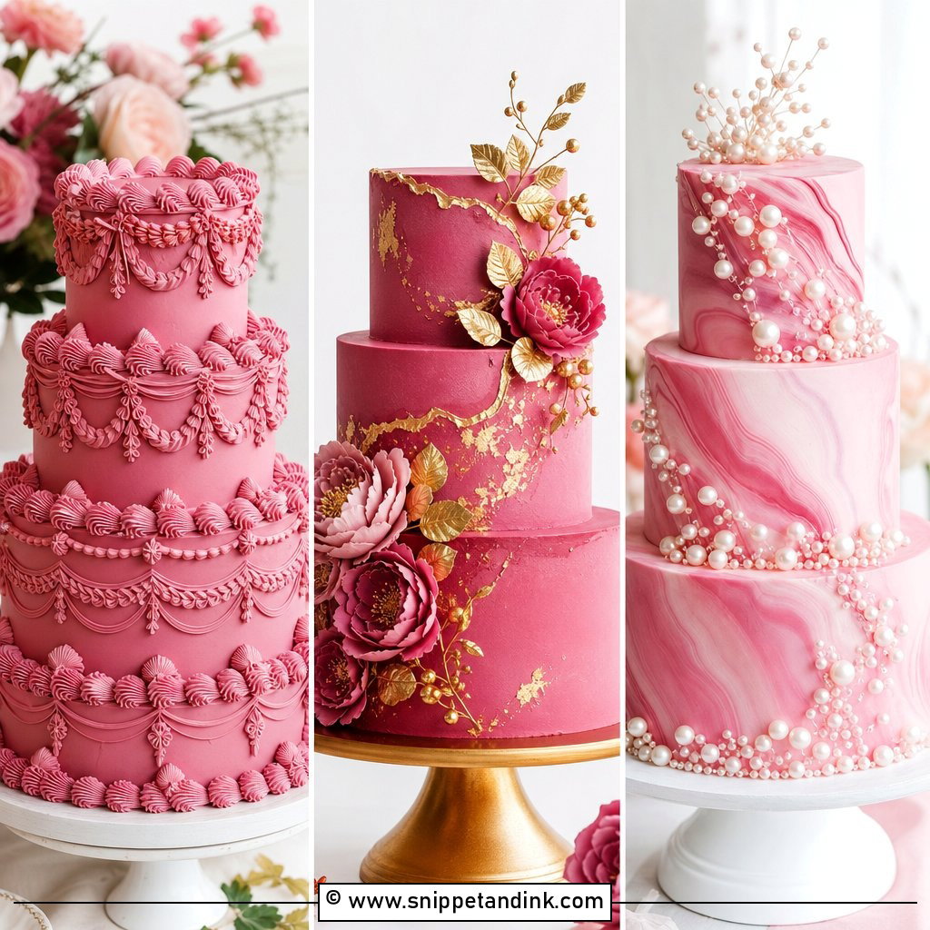 25 Dark Pink Wedding Cake Ideas for Romantic Reception Style