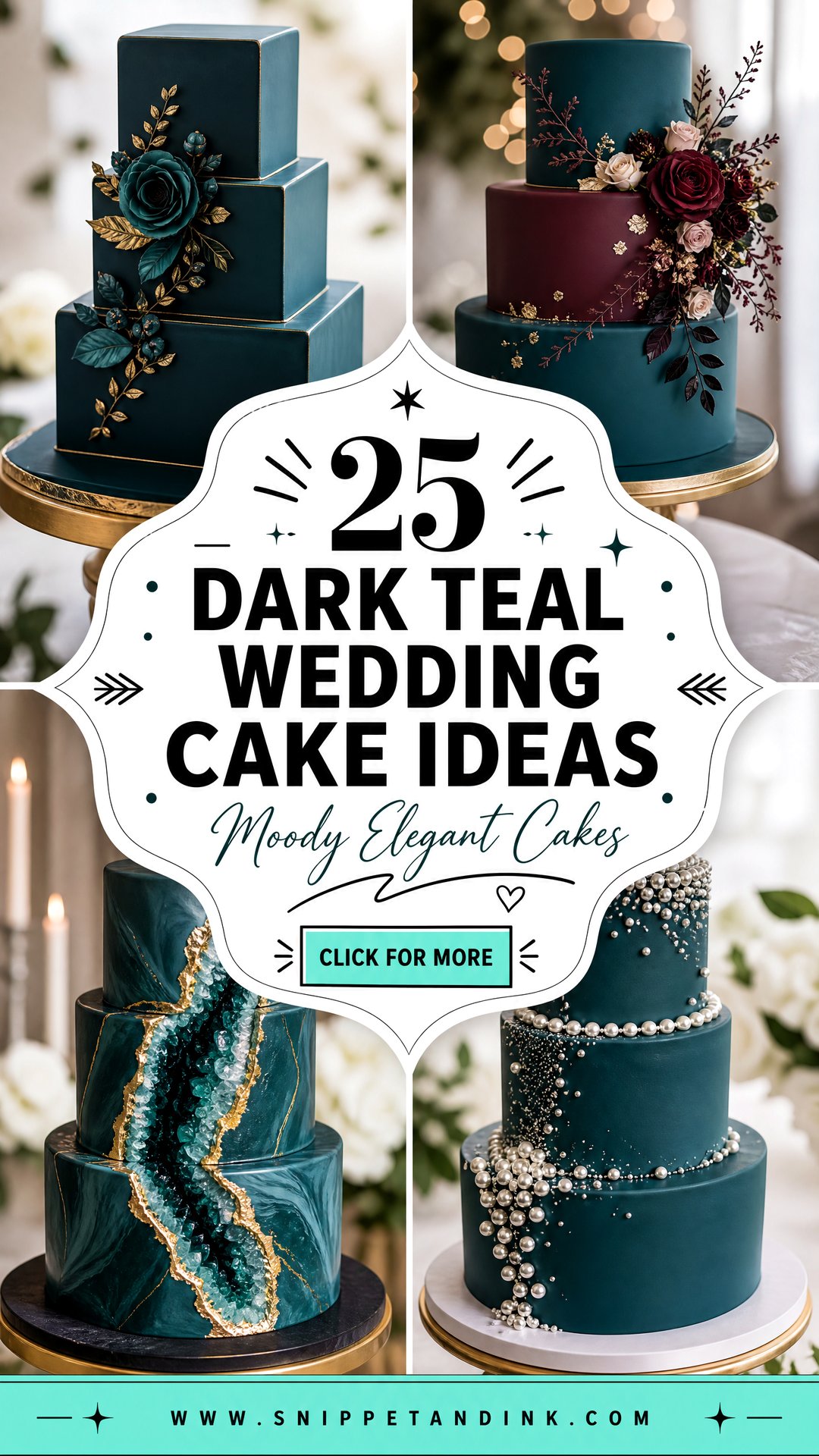 25 Dark Teal Wedding Cake Ideas for Moody Elegant Receptions - 25 Dark Teal Wedding Cake Ideas for Moody Elegant Receptions