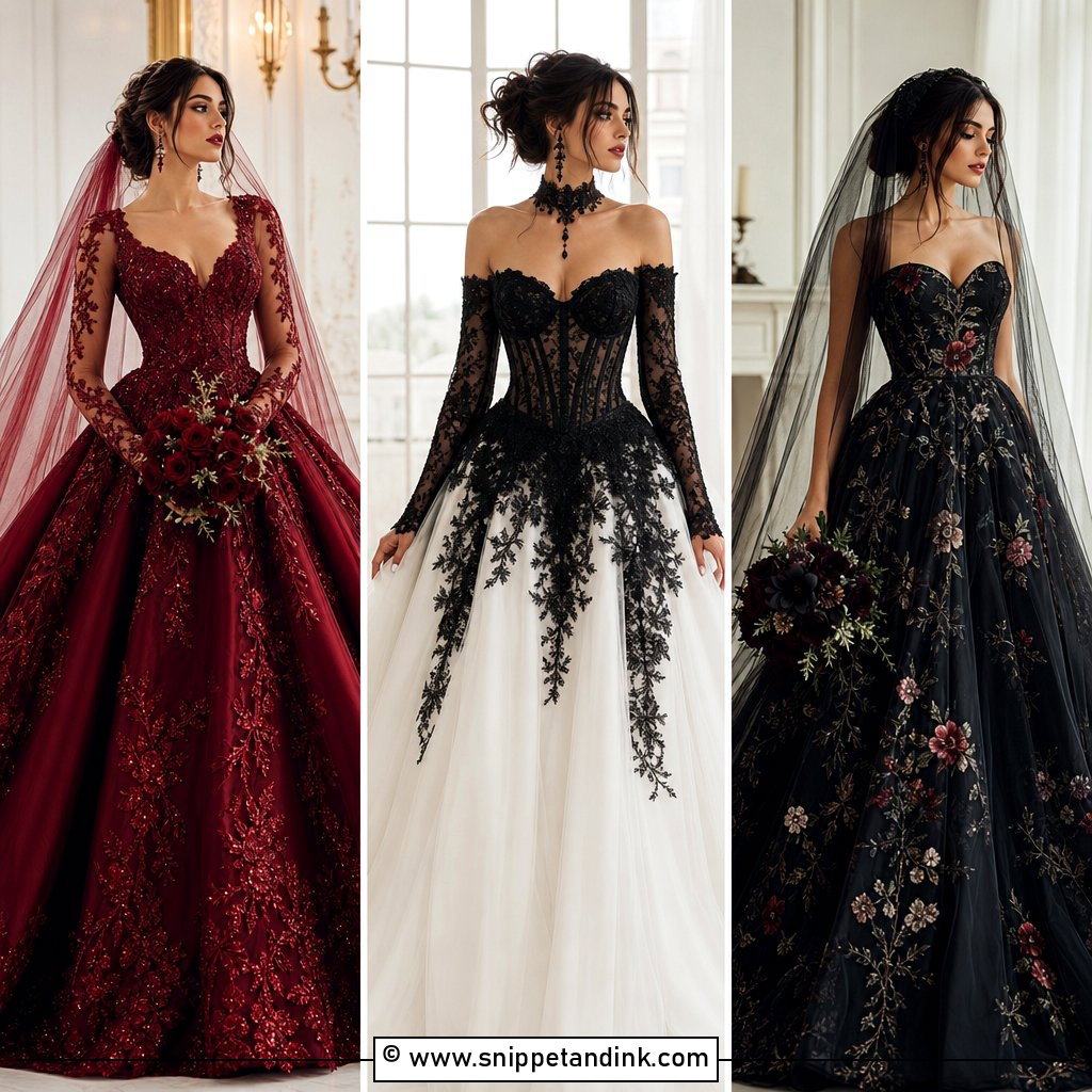 25 Dark Wedding Dress Ideas for Bold Romantic Brides