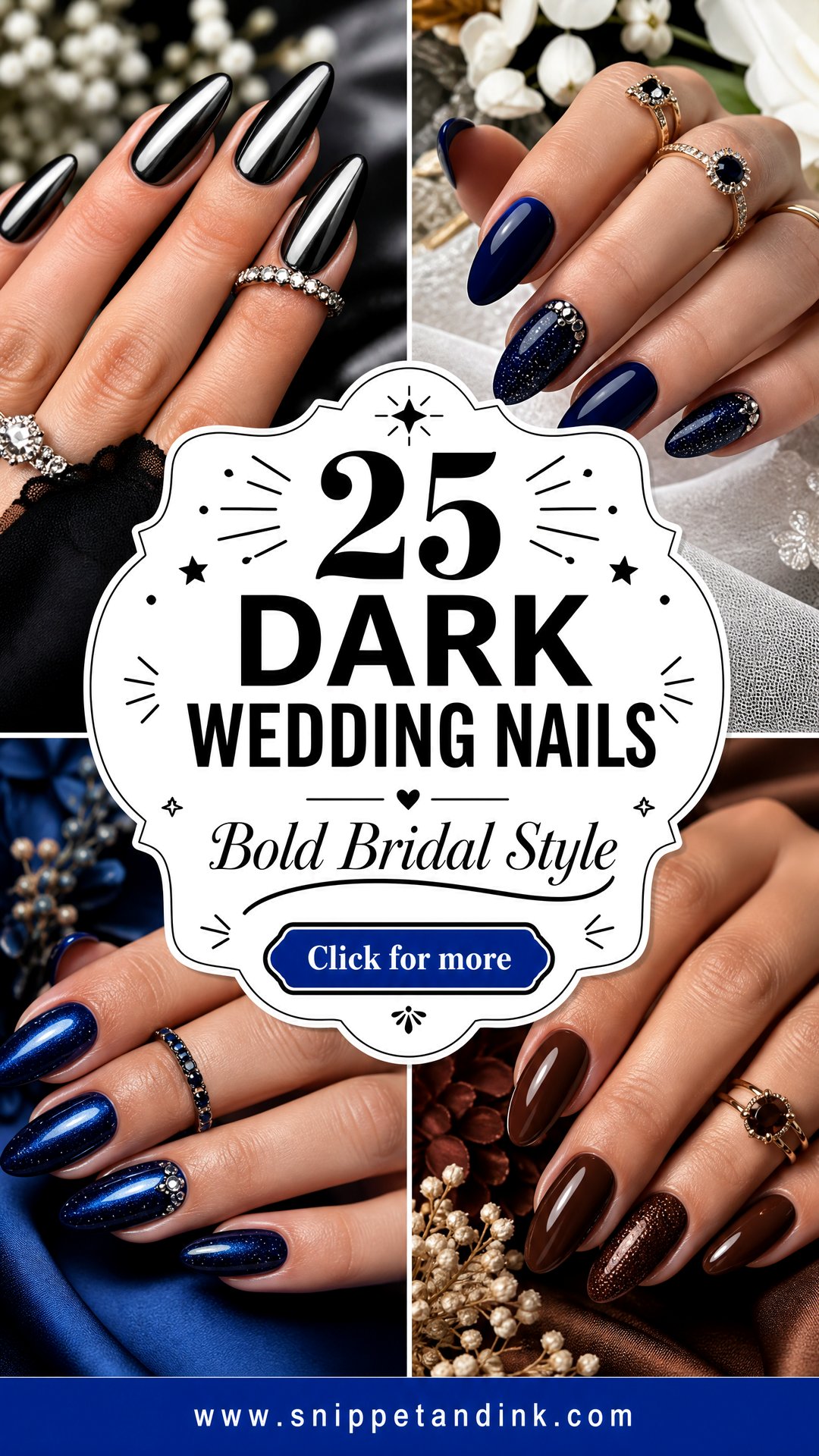 25 Dark Wedding Nails for a Bold Elegant Bridal Style - 25 Dark Wedding Nails for a Bold, Elegant Bridal Style