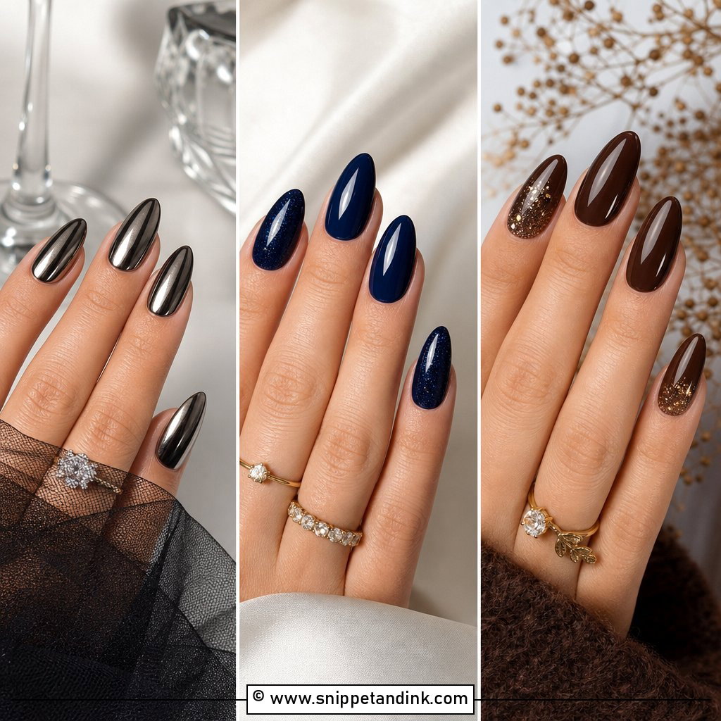 25 Dark Wedding Nails for a Bold Elegant Bridal Style