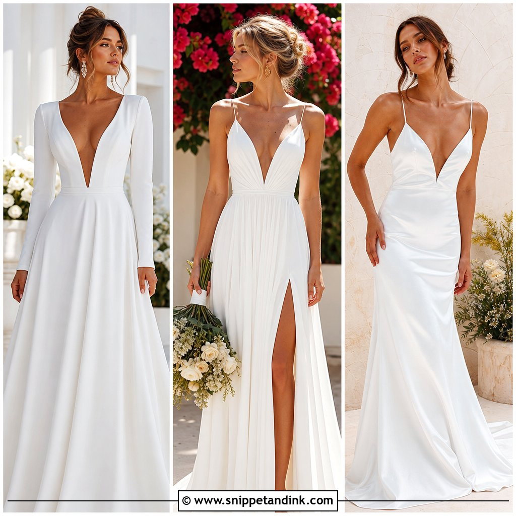 25 Deep V Wedding Dress Ideas