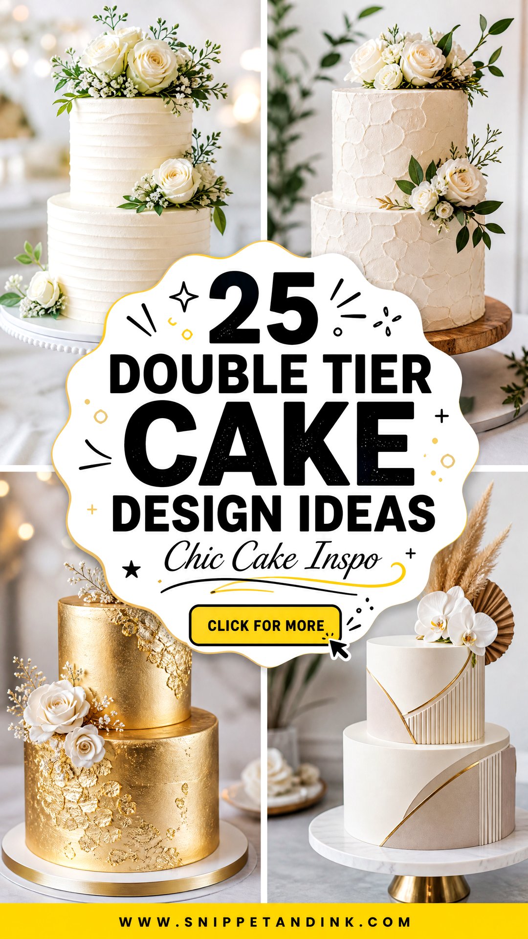 25 Double Tier Cake Design Ideas for Wedding Chic Inspo - 25 Double Tier Cake Design Ideas for Wedding: Chic Inspo