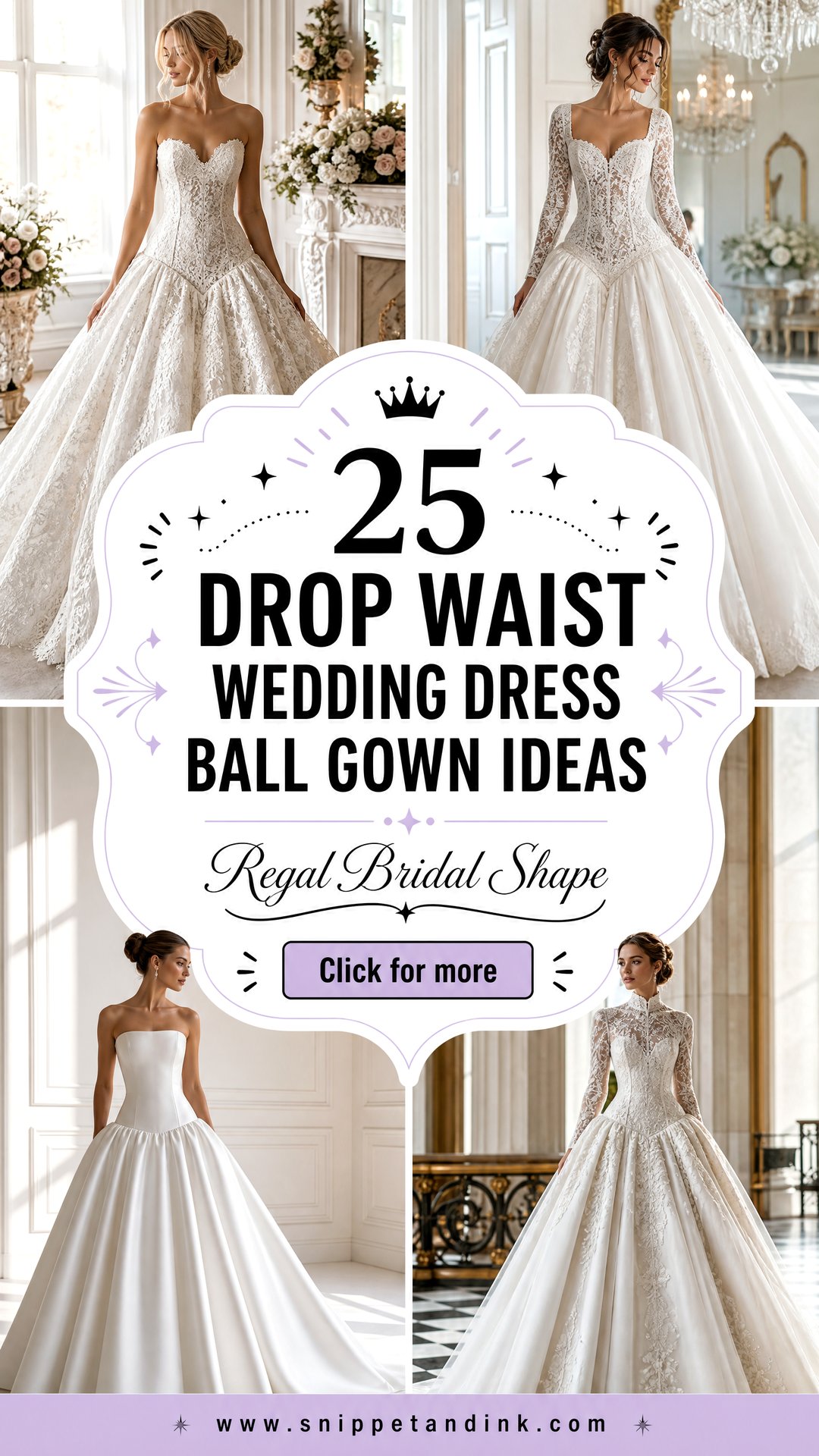 25 Drop Waist Wedding Dress Ball Gown Ideas for Brides - 25 Drop Waist Wedding Dress Ball Gown Ideas for Brides