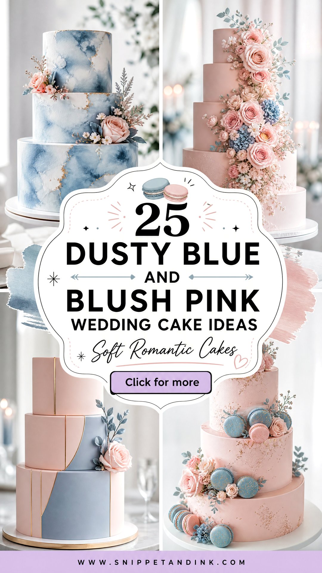 25 Dusty Blue and Blush Pink Wedding Cake Ideas for Soft Romance - 25 Dusty Blue and Blush Pink Wedding Cake Ideas for Soft Romance