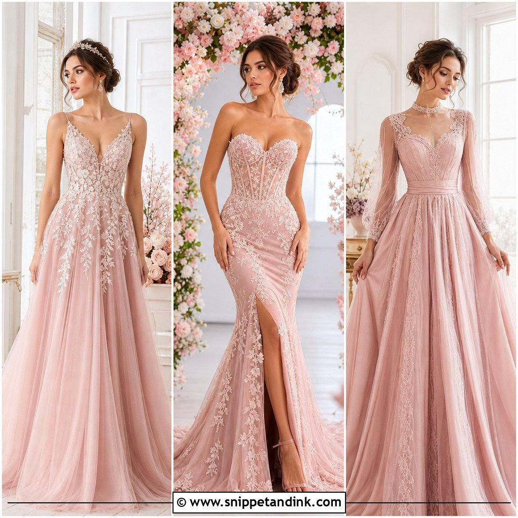 25 Dusty Pink Wedding Dress Ideas for Romantic Spring Brides