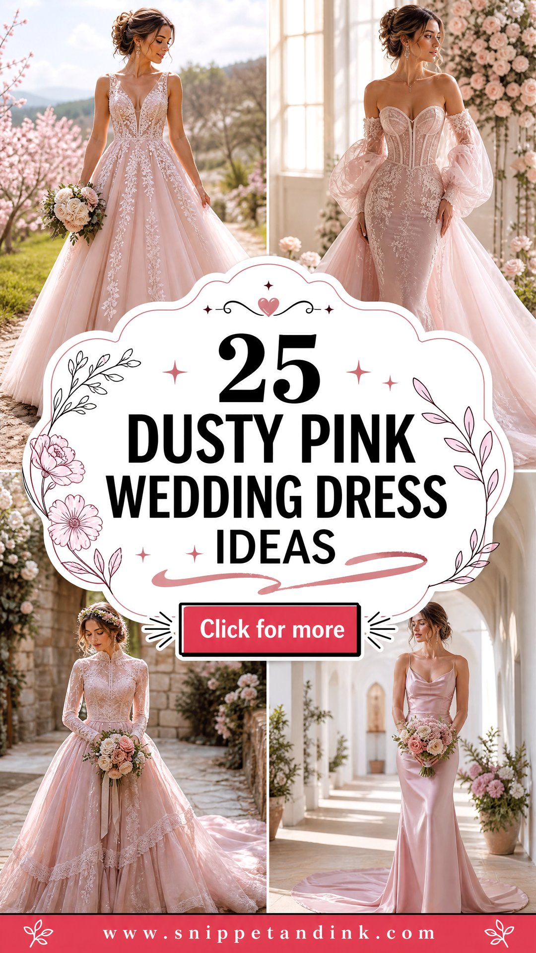 25 Dusty Pink Wedding Dress Ideas for Romantic Spring Brides - 25 Dusty Pink Wedding Dress Ideas for Romantic Spring Brides