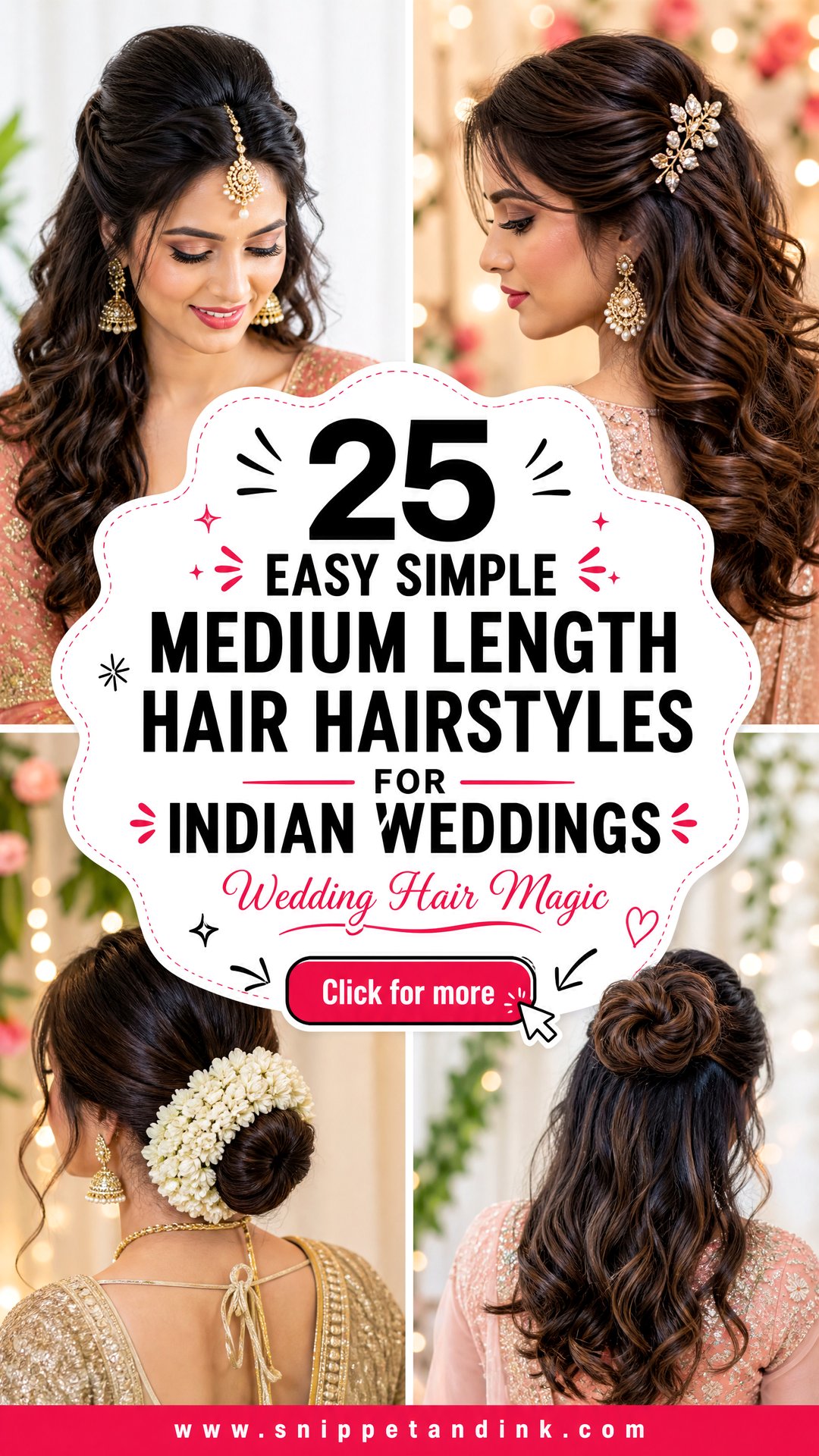 25 Easy Simple Medium Length Hair Hairstyles for Indian Weddings - 25 Easy Simple Medium Length Hair Hairstyles for Indian Weddings