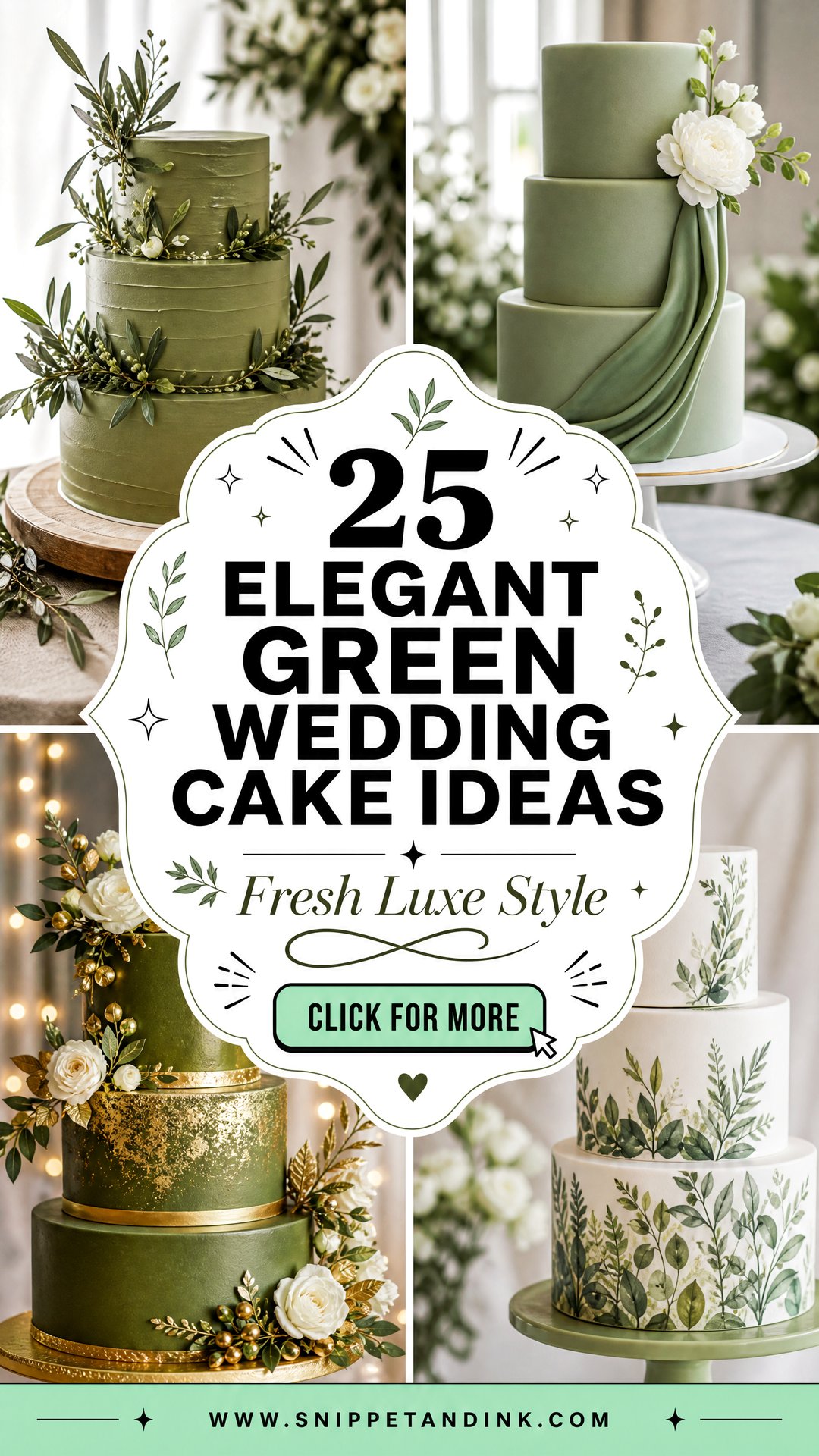 25 Elegant Green Wedding Cake Ideas for Fresh Luxe Style - 25 Elegant Green Wedding Cake Ideas for Fresh Luxe Style