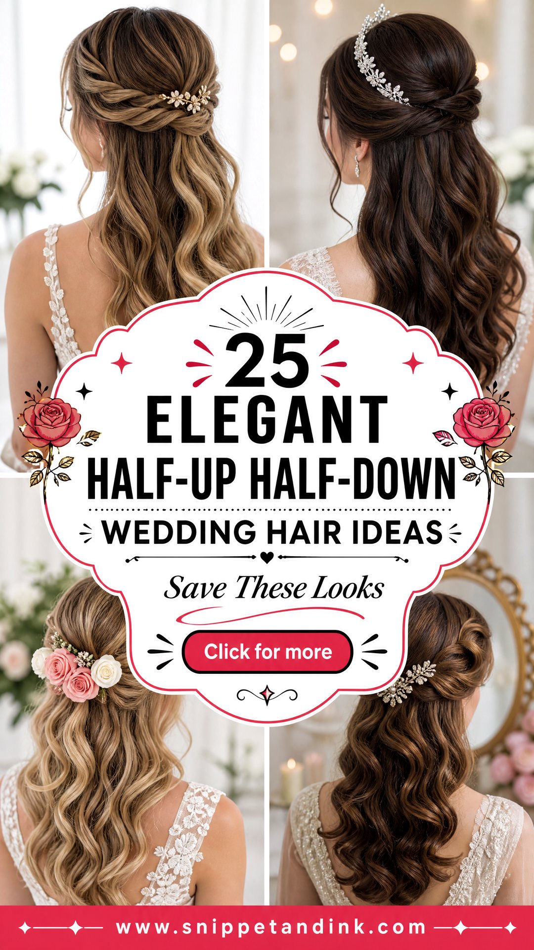 25 Elegant Half-Up Half-Down Wedding Hair Ideas to Save - 25 Elegant Half-Up Half-Down Wedding Hair Ideas to Save