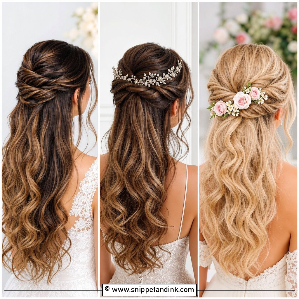 25 Elegant Half-Up Half-Down Wedding Hair Ideas to Save