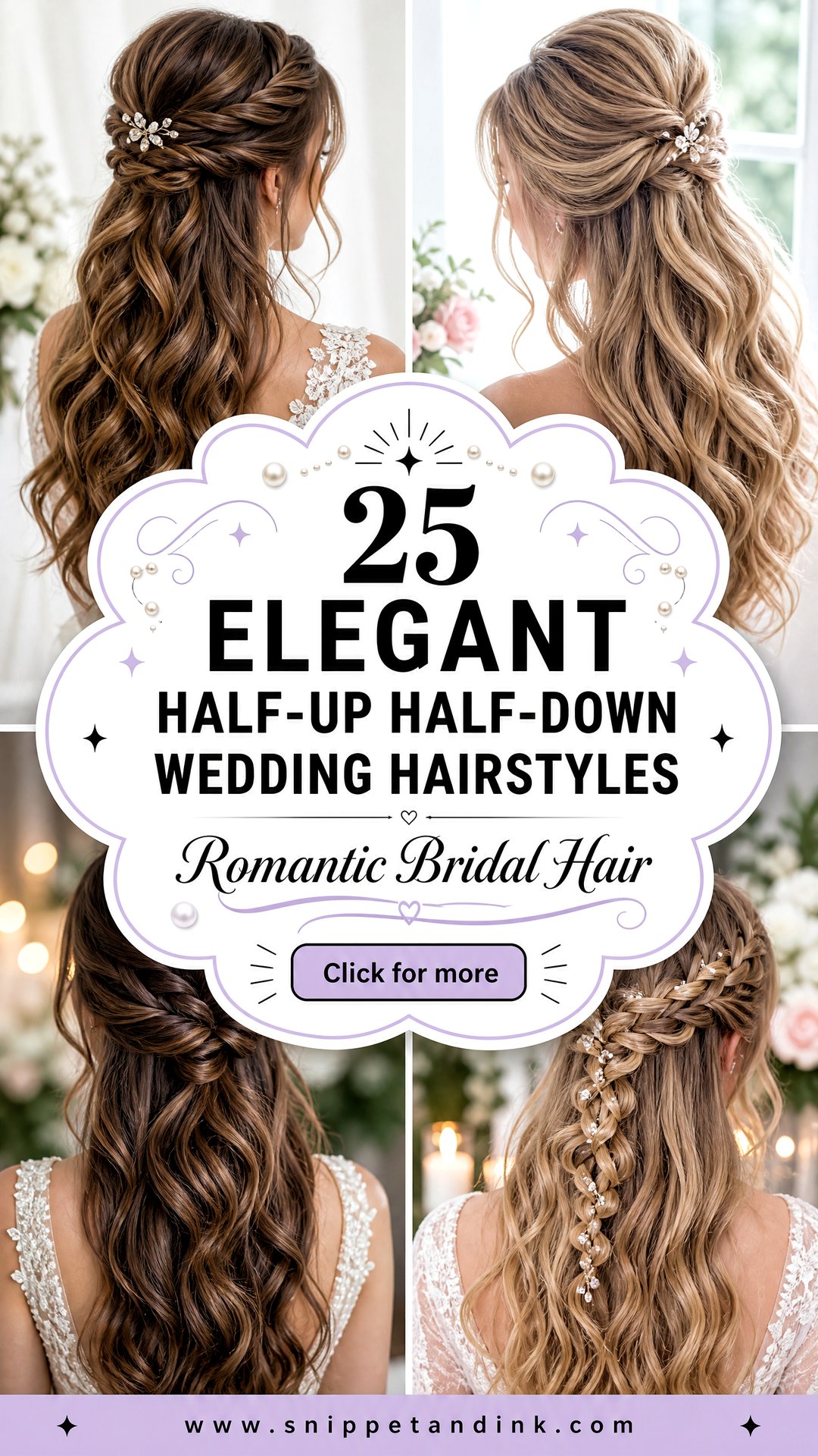 25 Elegant Half-Up Half-Down Wedding Hairstyles for Brides - 25 Elegant Half-Up Half-Down Wedding Hairstyles for Brides