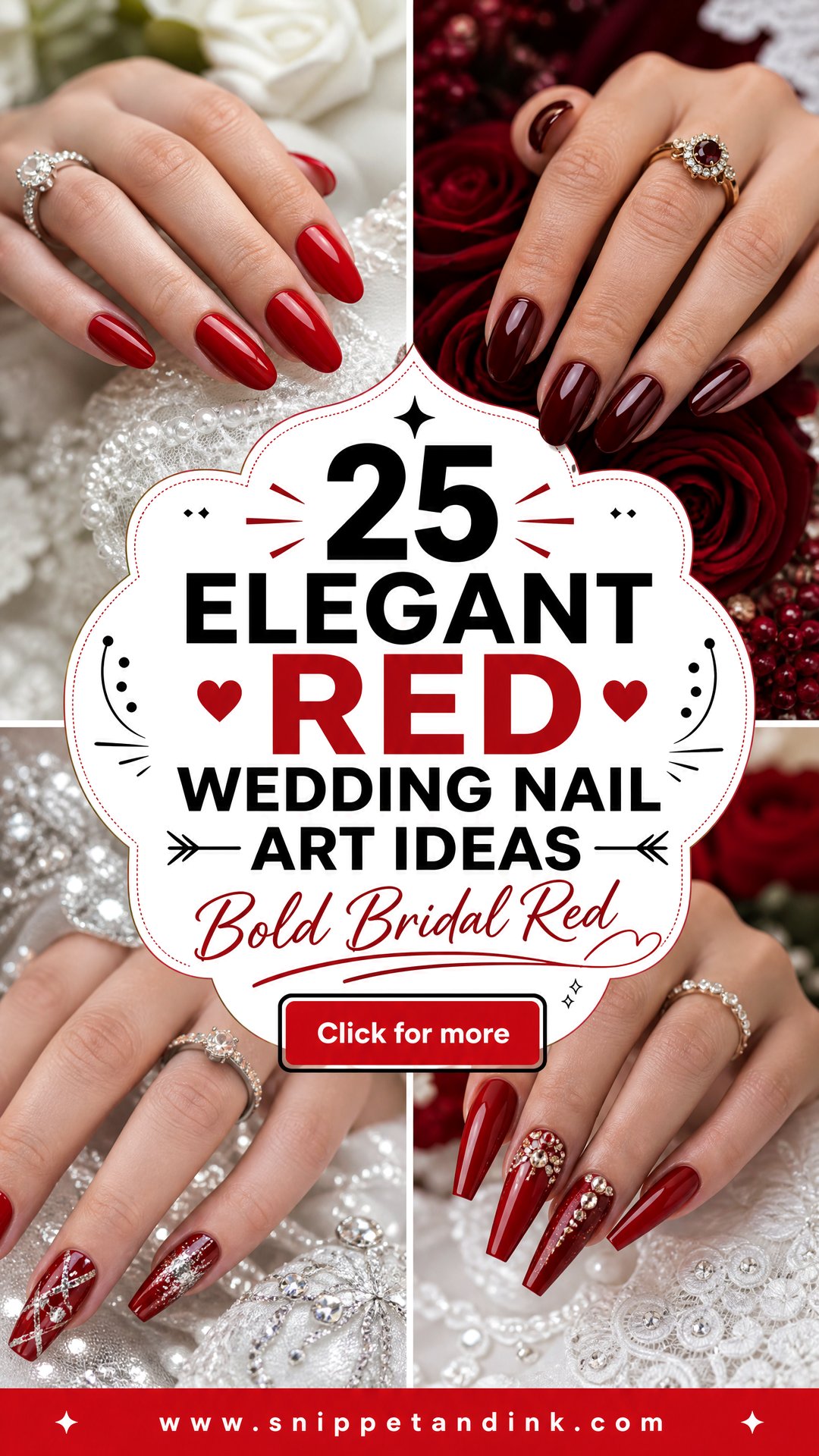 25 Elegant Red Wedding Nail Art Ideas for Bold Brides - 25 Elegant Red Wedding Nail Art Ideas for Bold Brides