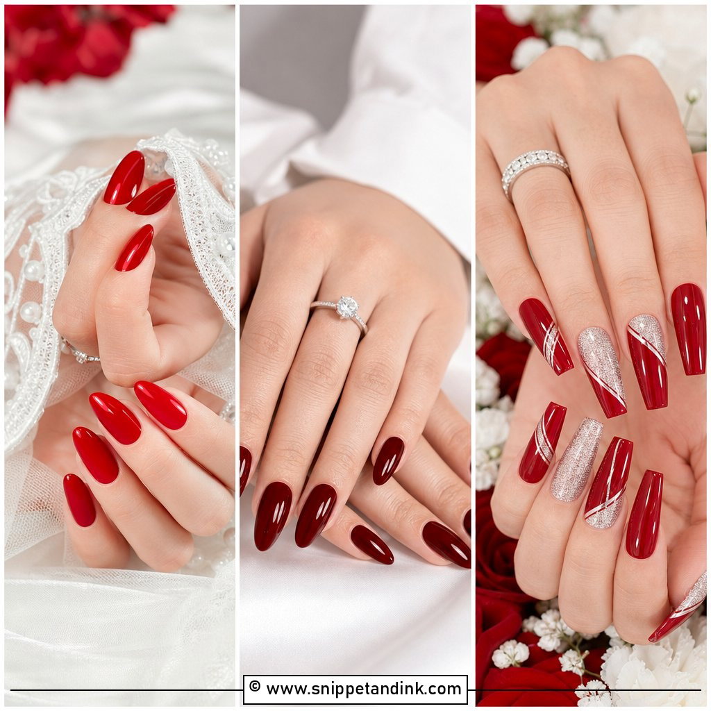 25 Elegant Red Wedding Nail Art Ideas for Bold Brides