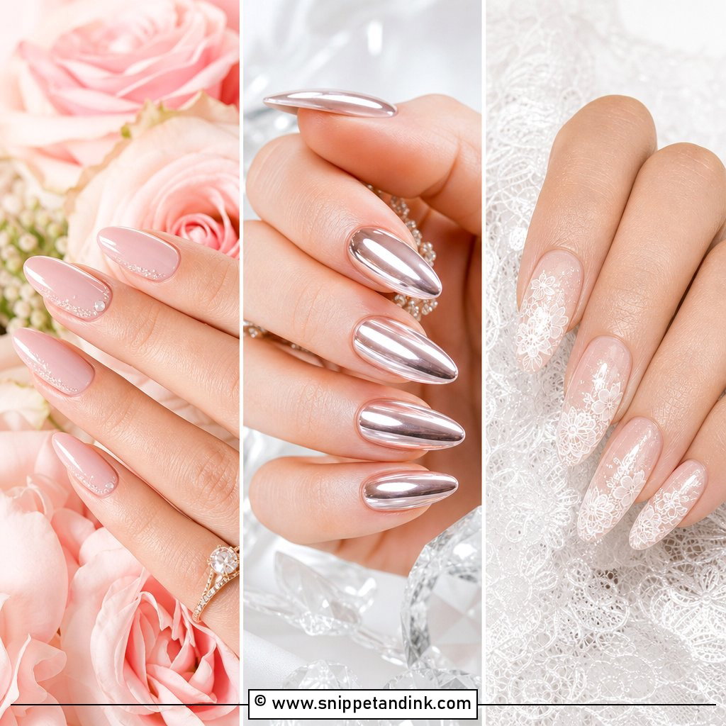 25 Elegant Wedding Nails Design for a Timeless Bridal Look