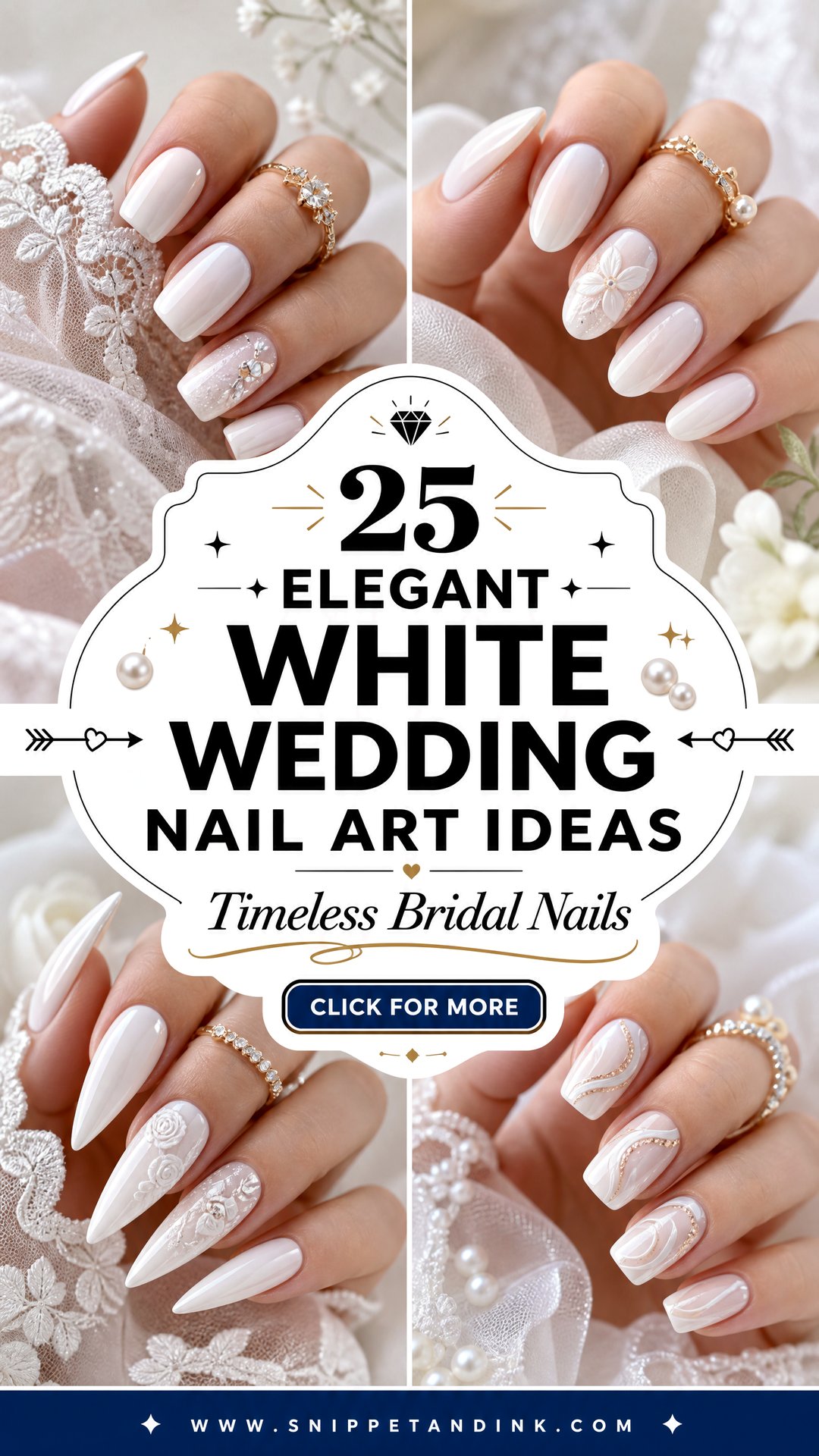 25 Elegant White Wedding Nail Art Ideas for Timeless Brides - 25 Elegant White Wedding Nail Art Ideas for Timeless Brides