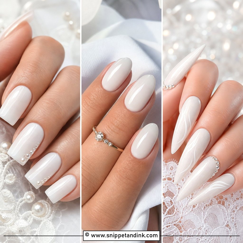 25 Elegant White Wedding Nail Art Ideas for Timeless Brides