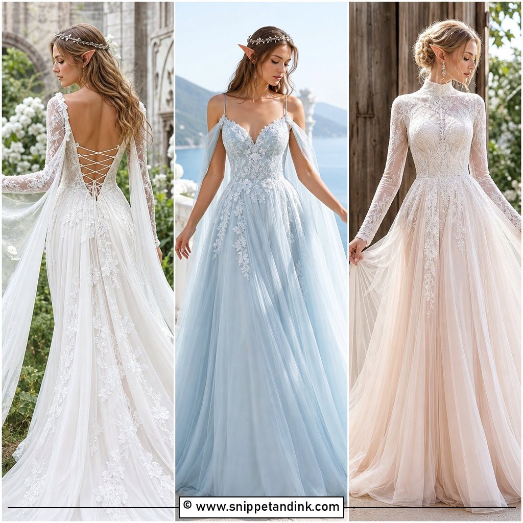 25 Elf Wedding Dress Ideas for Whimsical Fantasy Brides